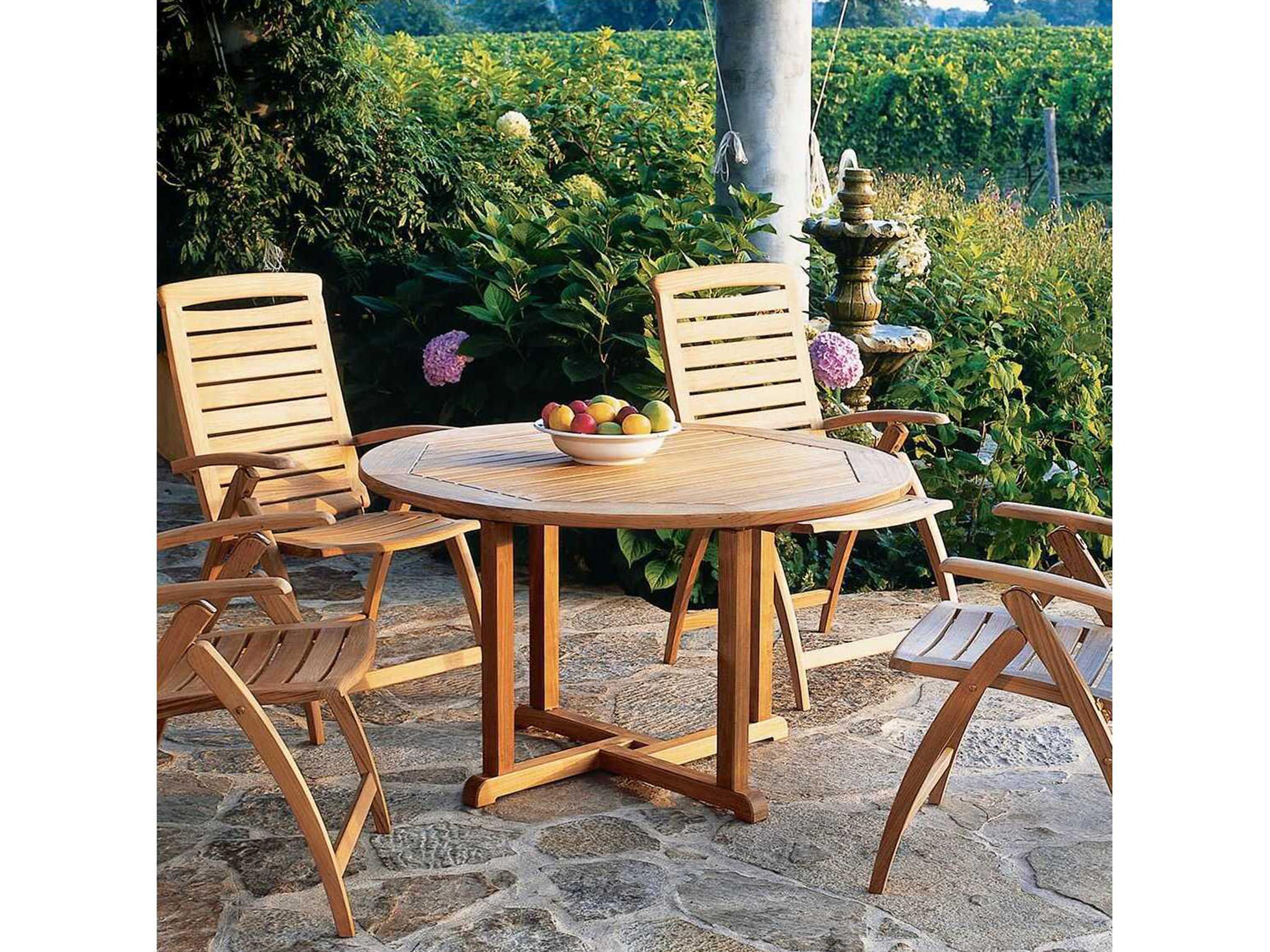 Kingsley Bate Essex Teak 36" Wide Round Dining Table with Umbrella Hole