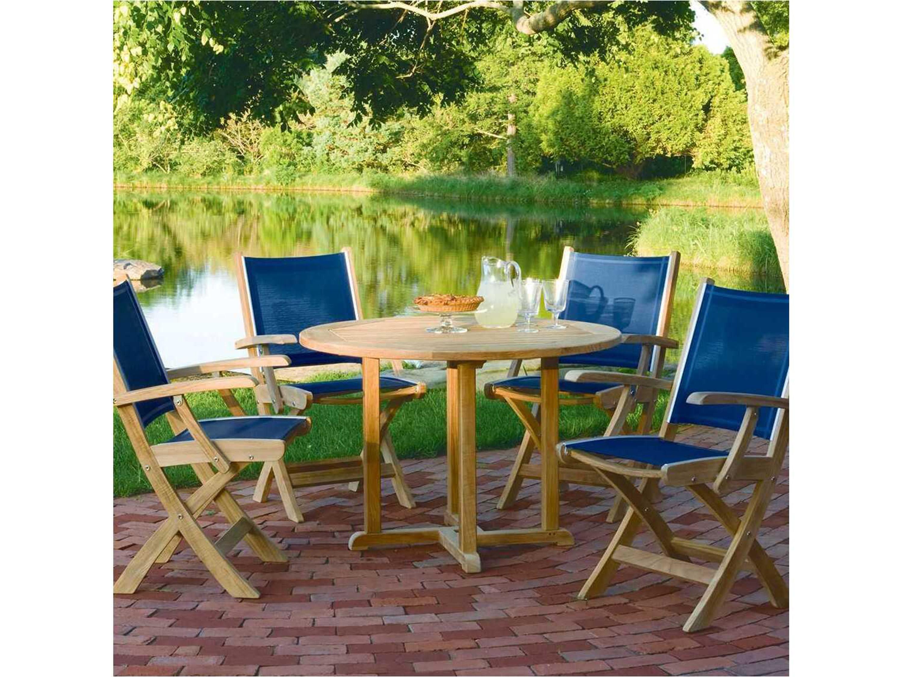 Kingsley Bate Essex Teak 42" Wide Round Dining Table with Umbrella Hole