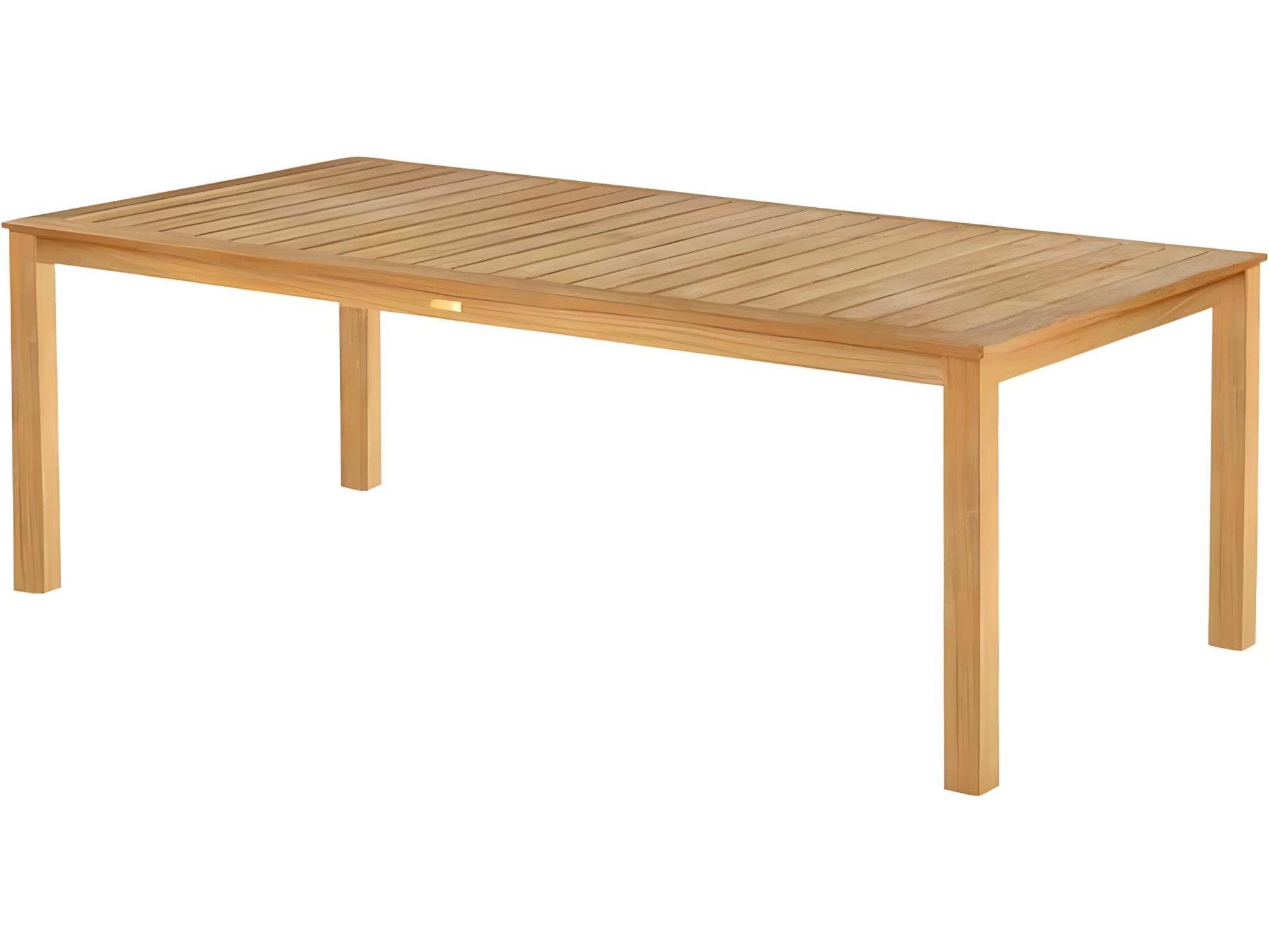 Kingsley Bate Wainscott Teak Rectangular Umbrella Hole Dining Table