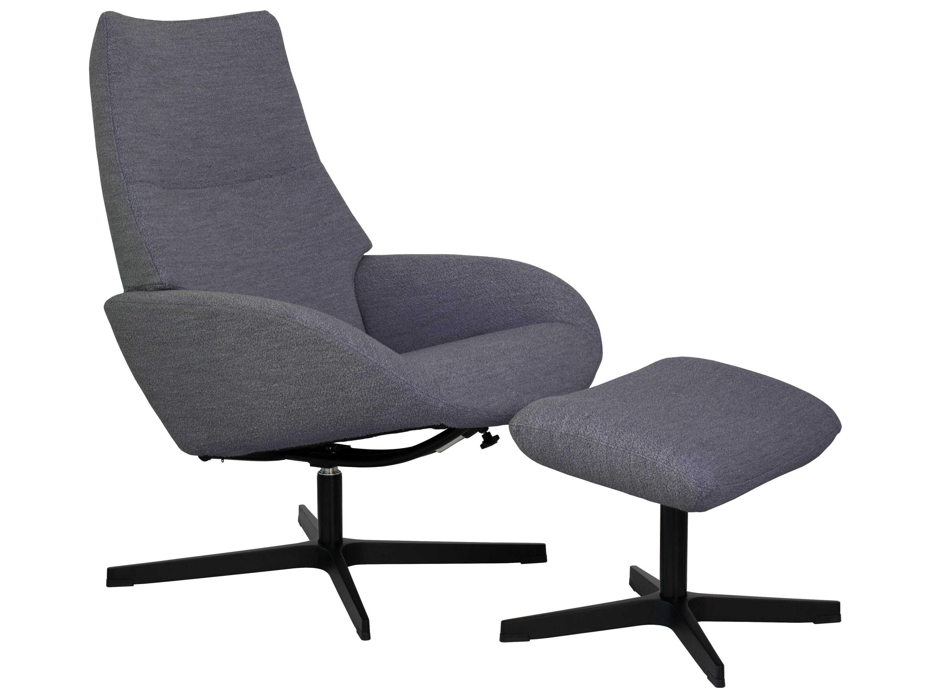 Kebe Lotus Alpine Grey Fabric Swivel Accent Chair with Footrest