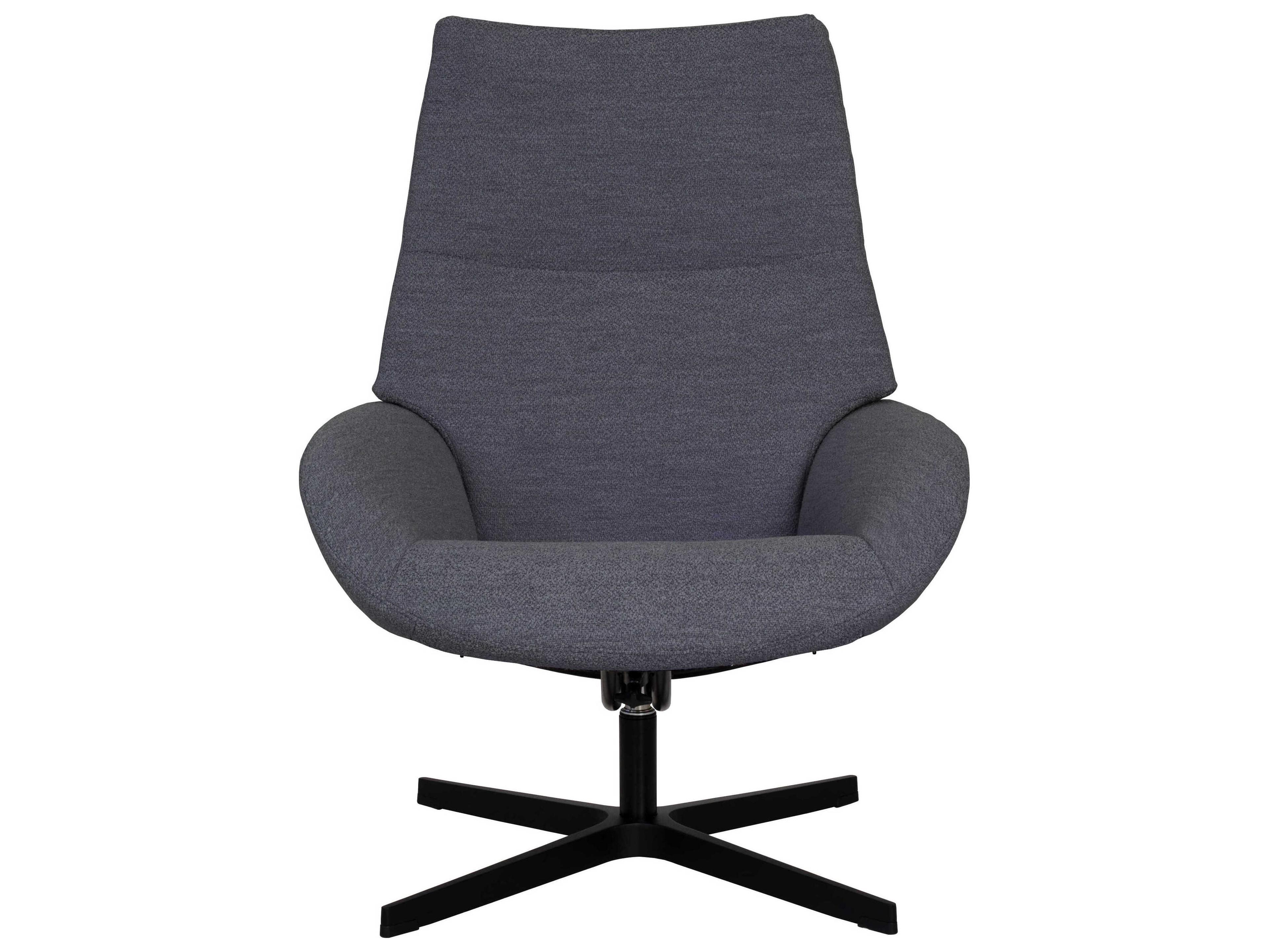 Kebe Lotus Alpine Grey Fabric Swivel Accent Chair with Footrest