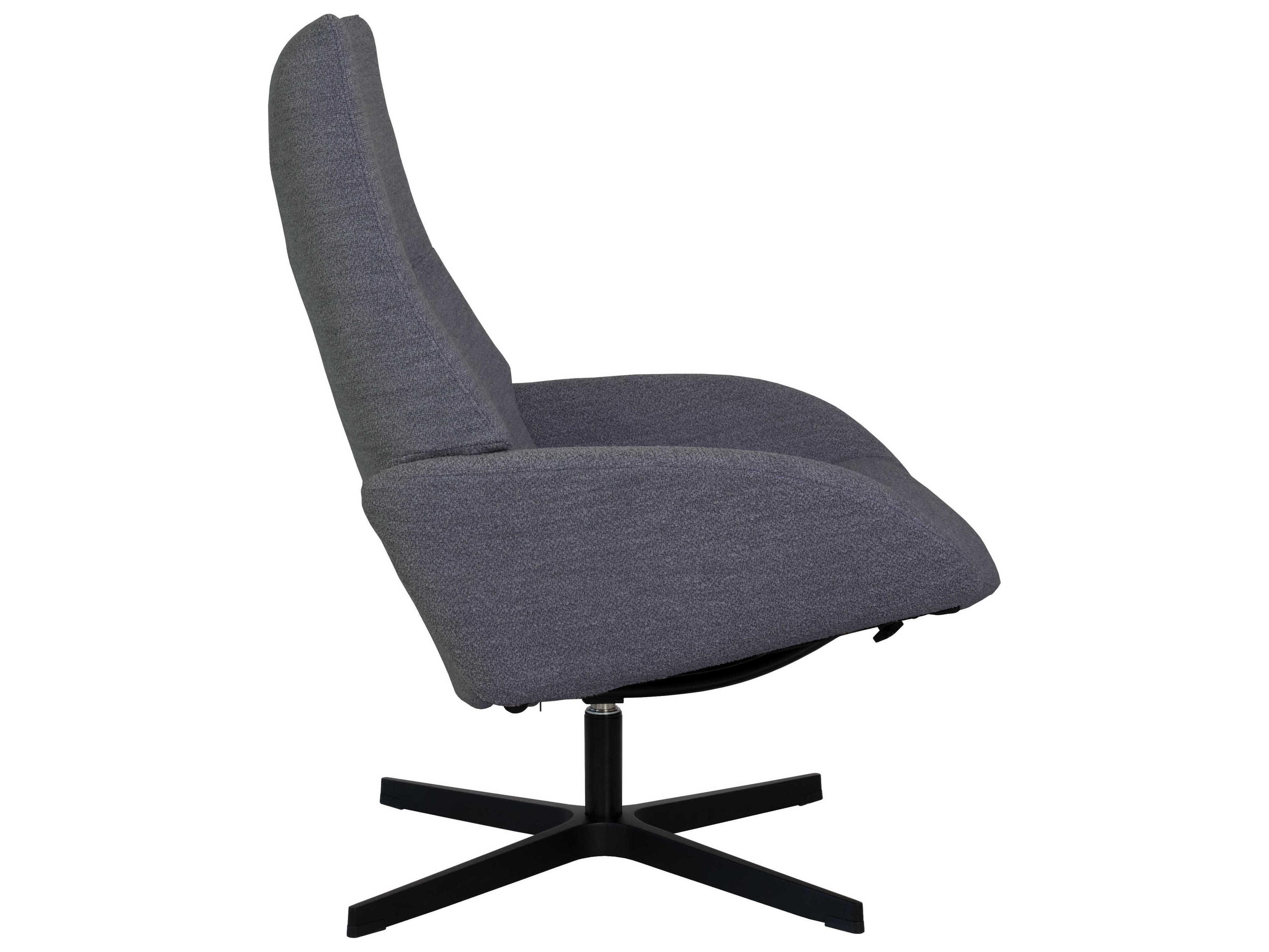 Kebe Lotus Alpine Grey Fabric Swivel Accent Chair with Footrest