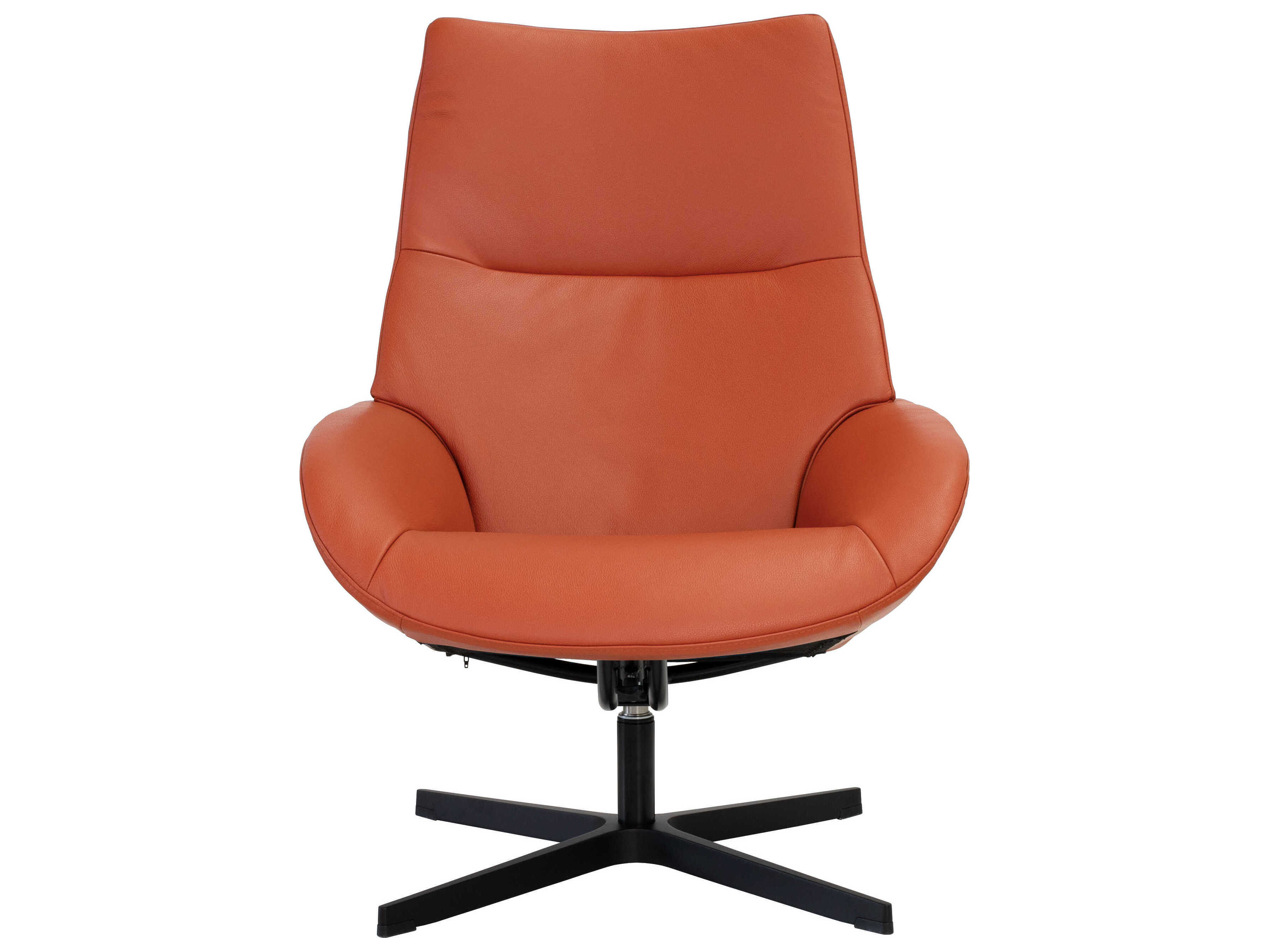 Kebe Lotus Balder Orange Leather Swivel Accent Chair with Footrest