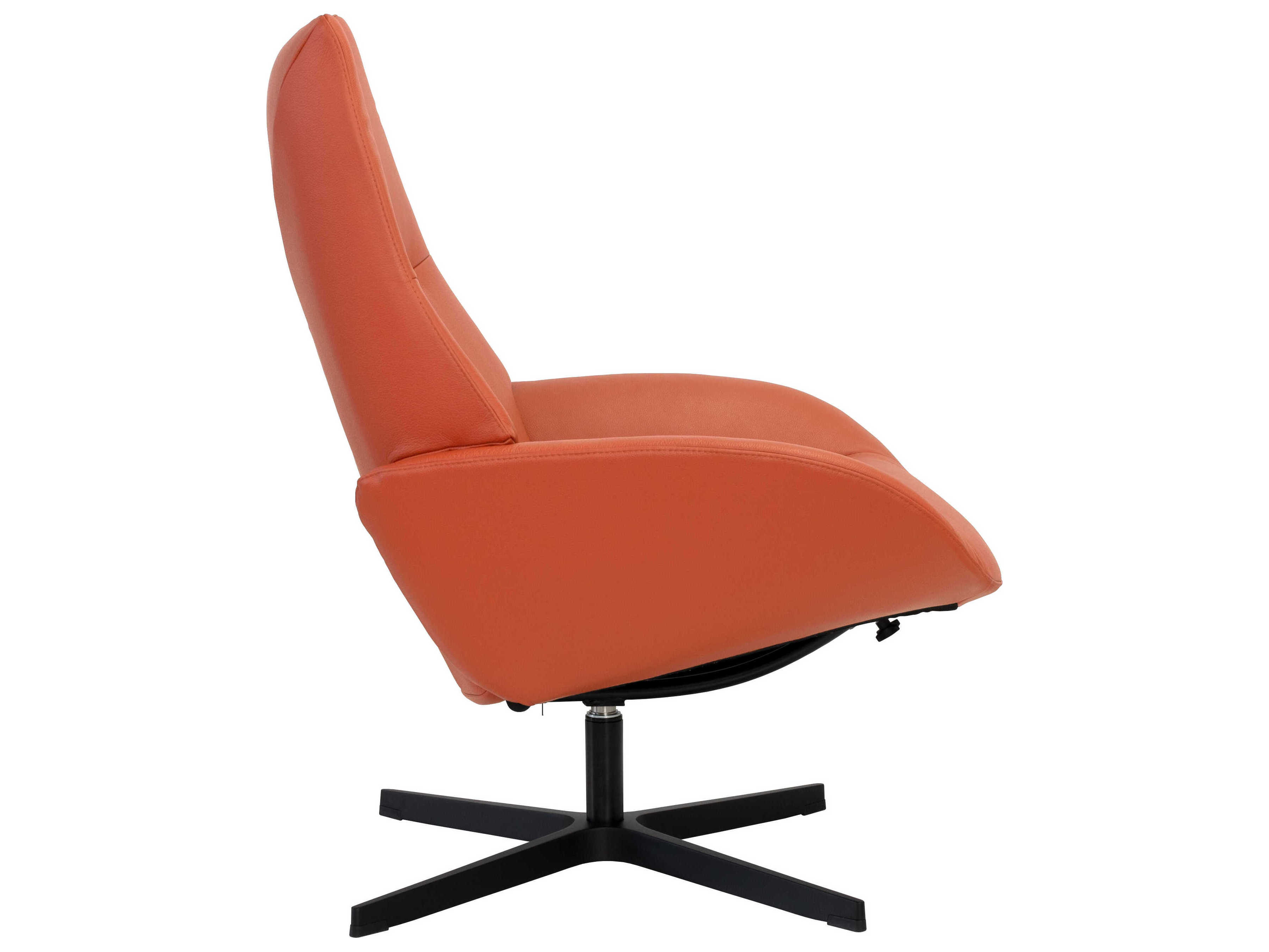 Kebe Lotus Balder Orange Leather Swivel Accent Chair with Footrest