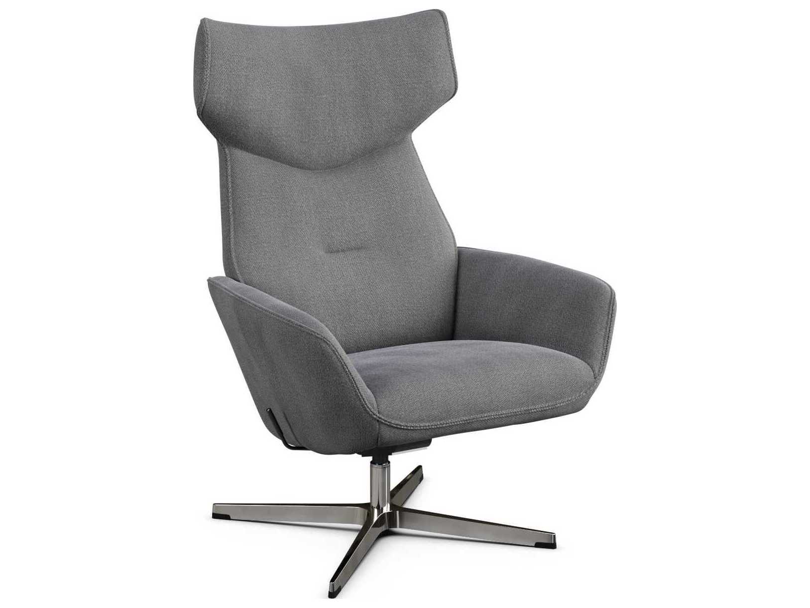 Kebe Palma Yeti Light Grey Swivel Accent Chair with Footrest