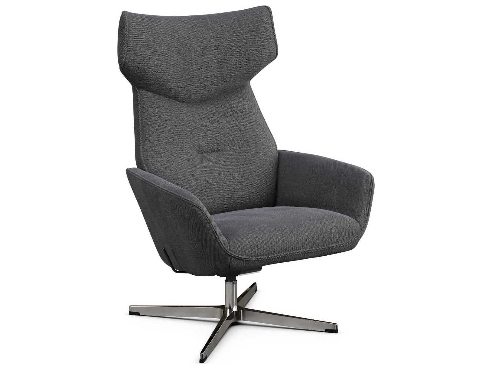 Kebe Palma Yeti Dark Grey Swivel Accent Chair with Footrest