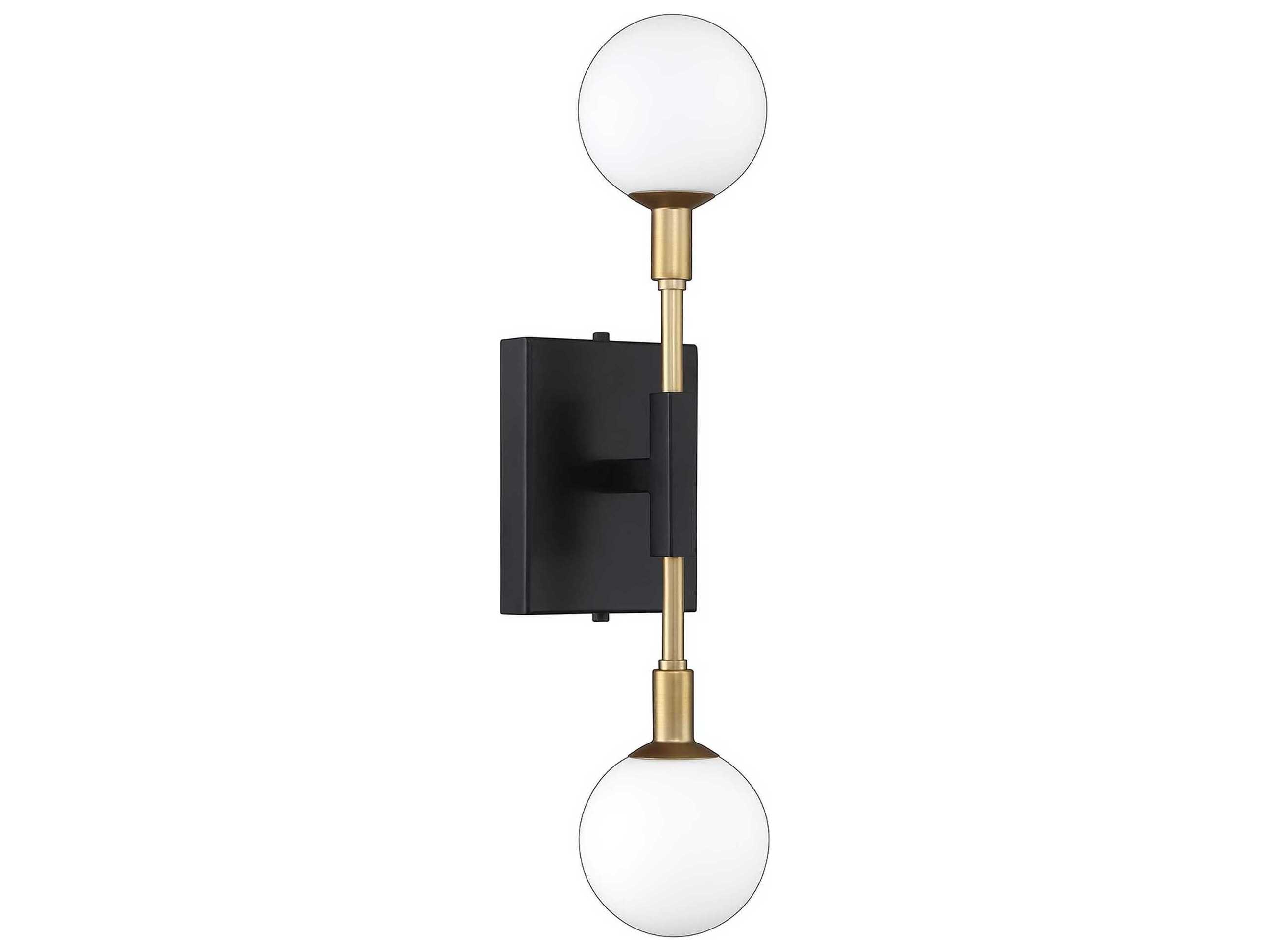 Kendal Ambience 2-Light Black Brass Glass Wall Sconce