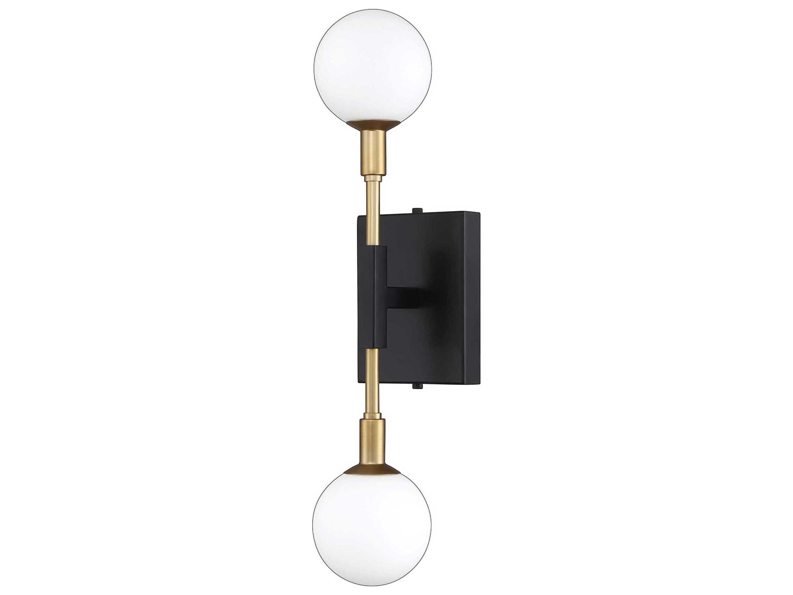 Kendal Ambience 2-Light Black Brass Glass Wall Sconce