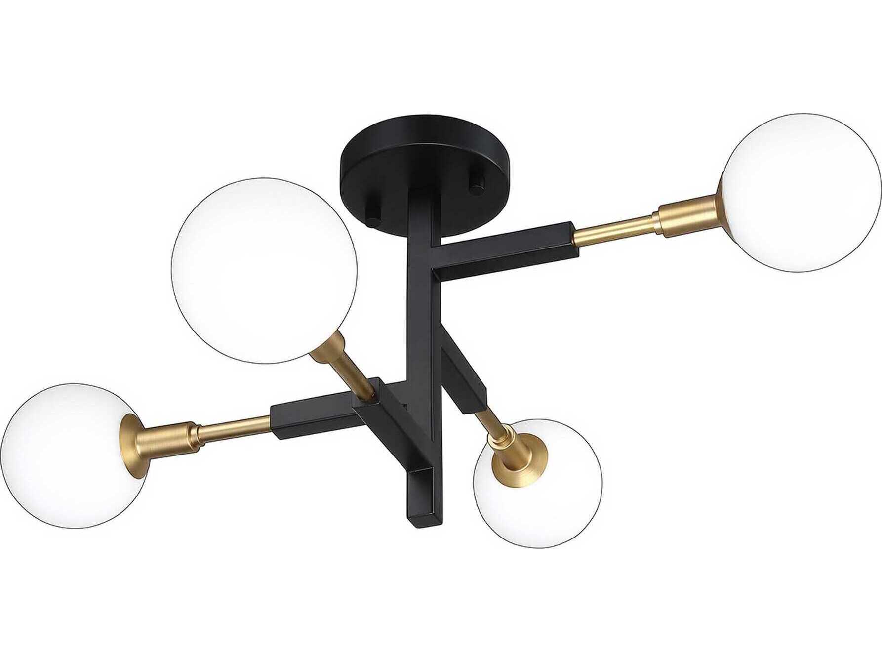 Kendal Ambience 4-Light Black Brass Glass Globe Pendant
