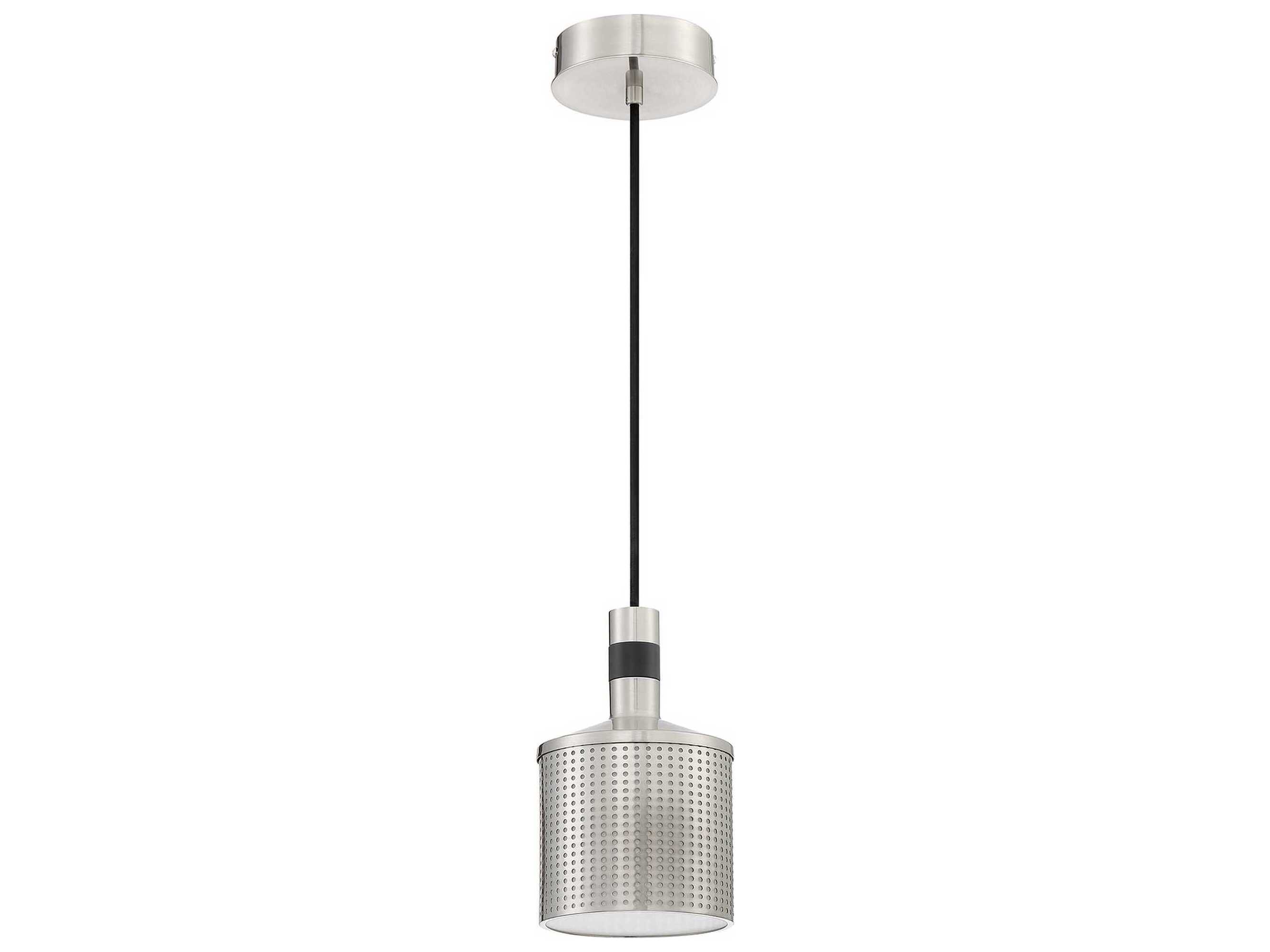 Kendal Axis 1-Light Satin Nickel Black Drum Mini Pendant