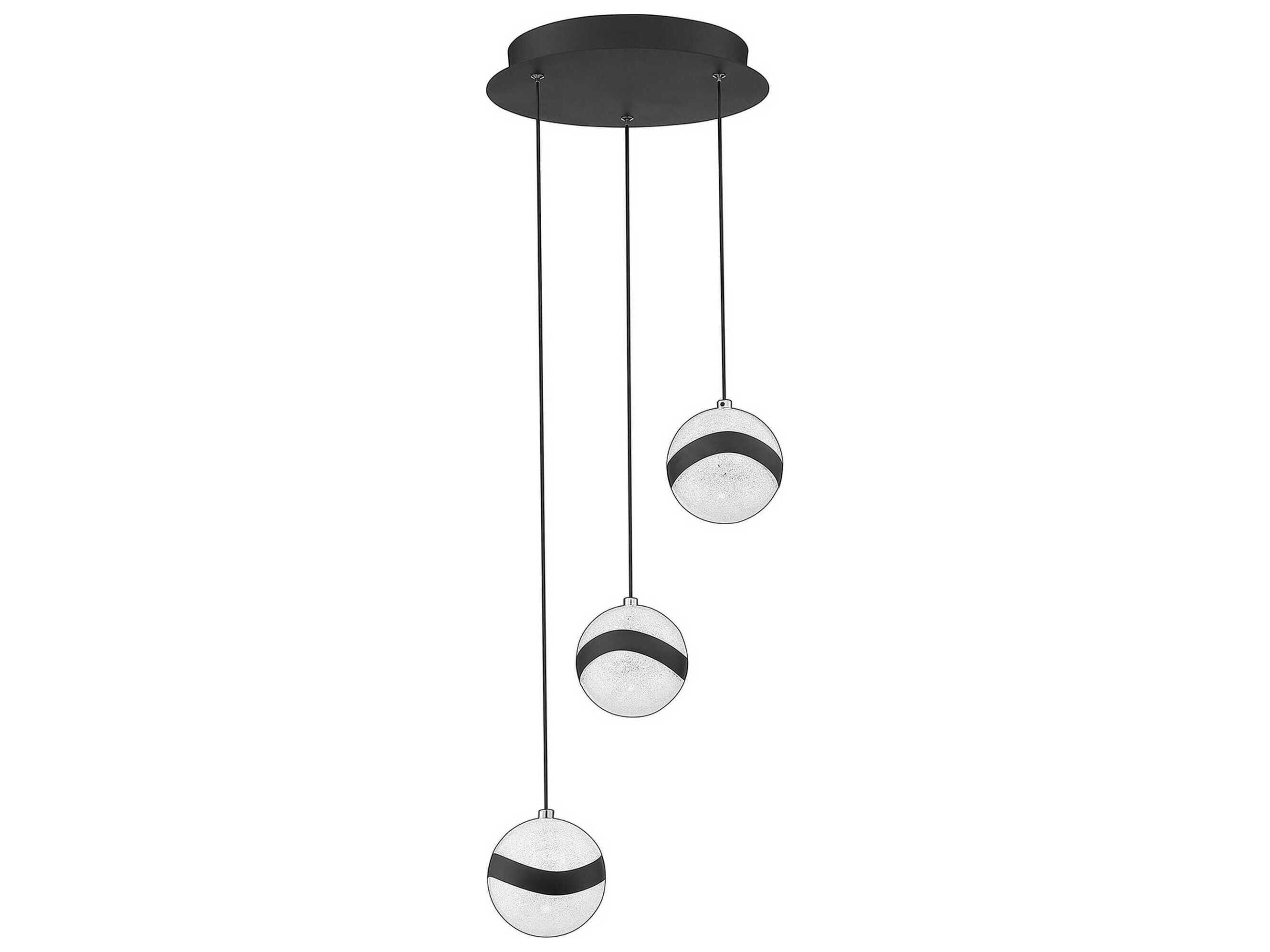 Kendal Mystyke 3-Light Matte Black LED Globe Pendant