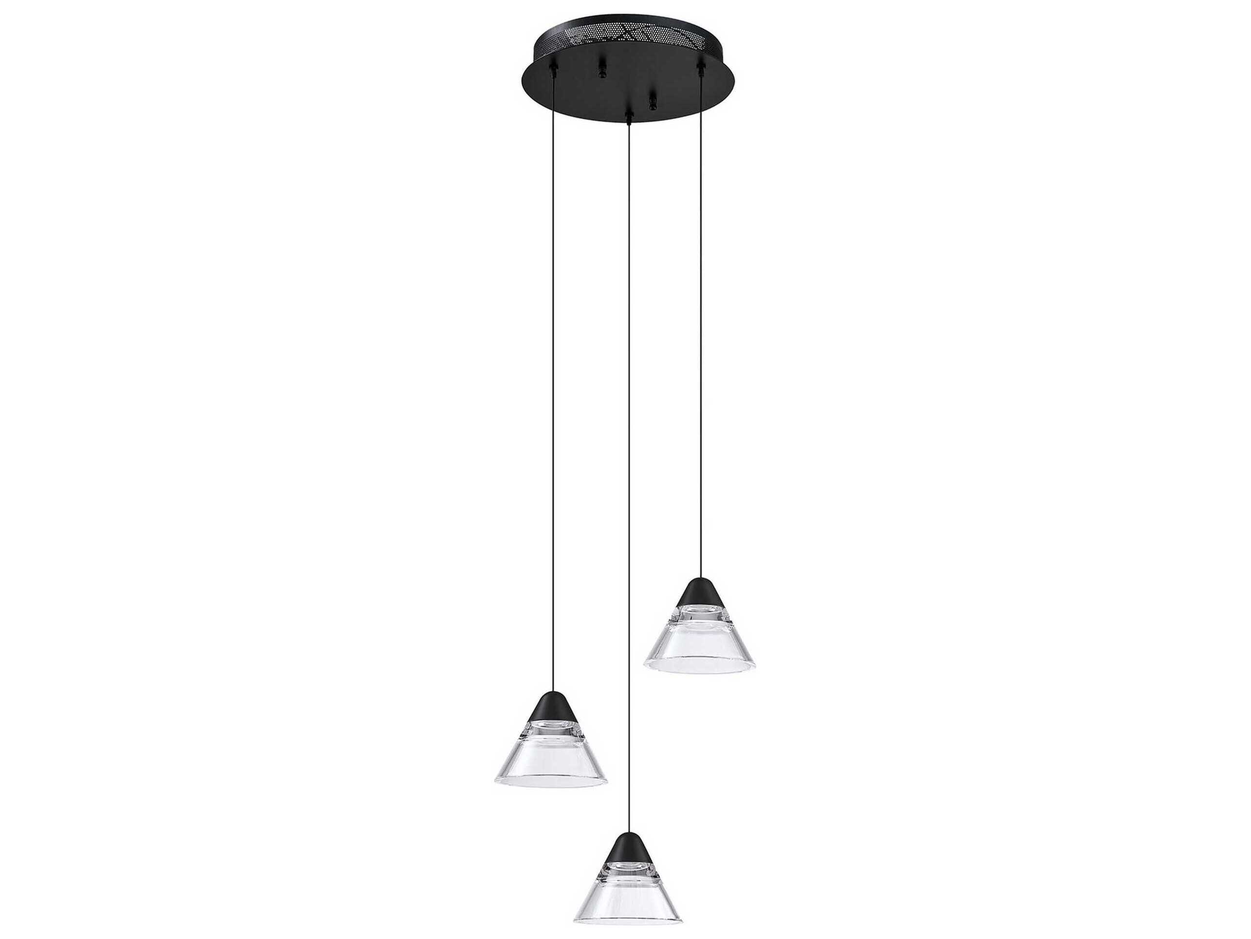 Kendal Geo 3-Light Black Glass Pendant