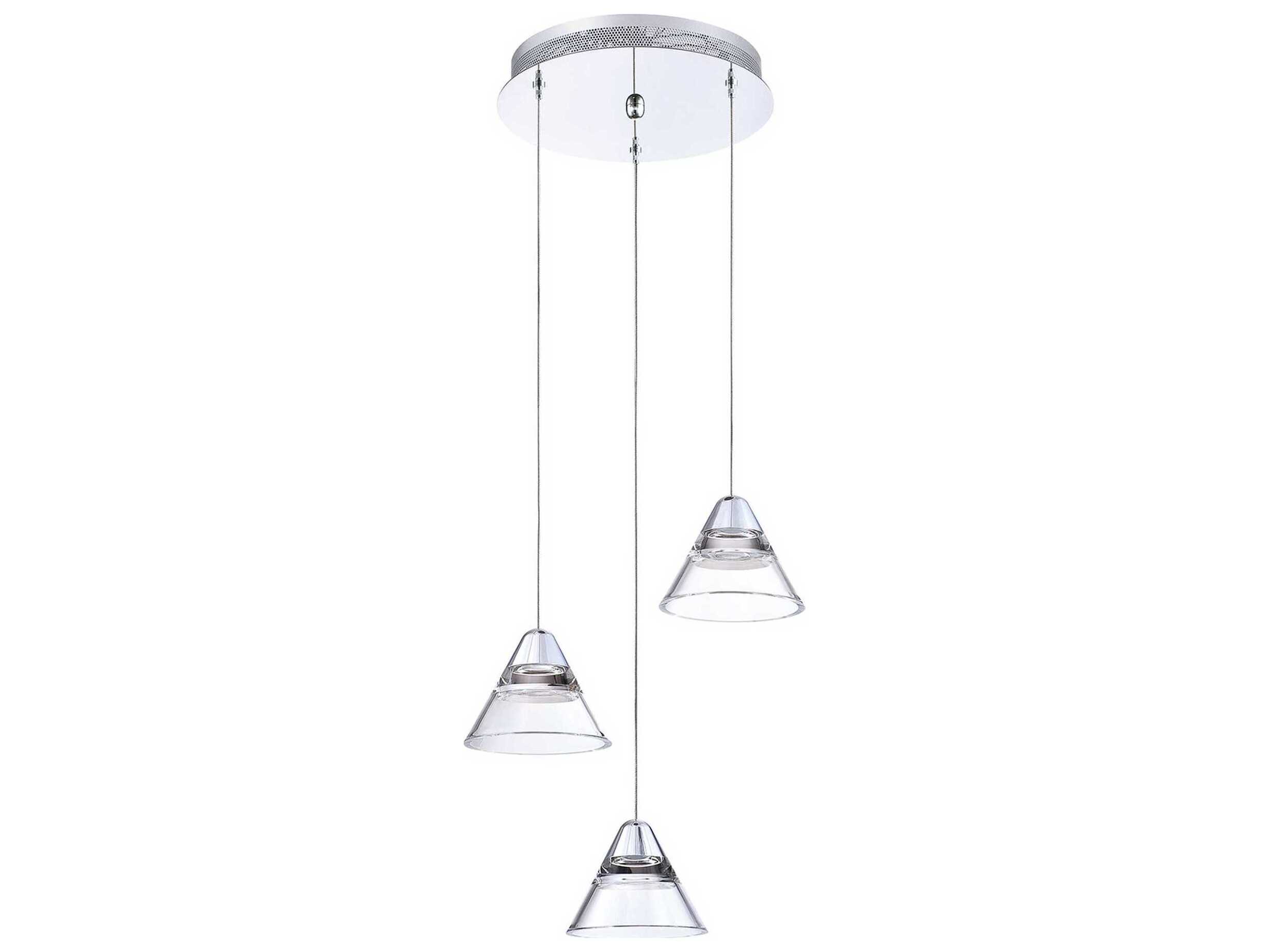 Kendal Geo 3-Light Chrome Glass Pendant