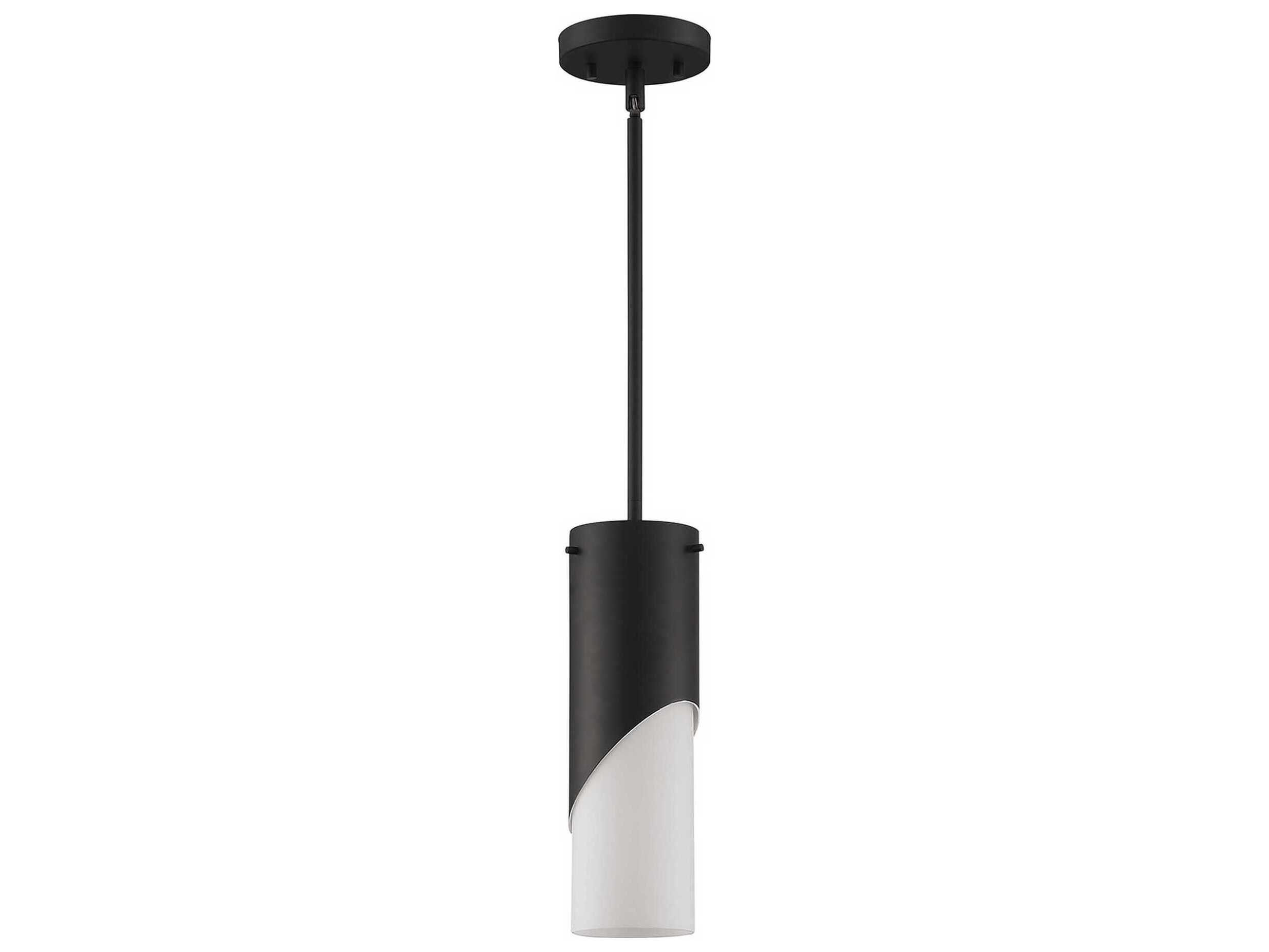 Kendal Callisto 1-Light Black Glass Cylinder Mini Pendant