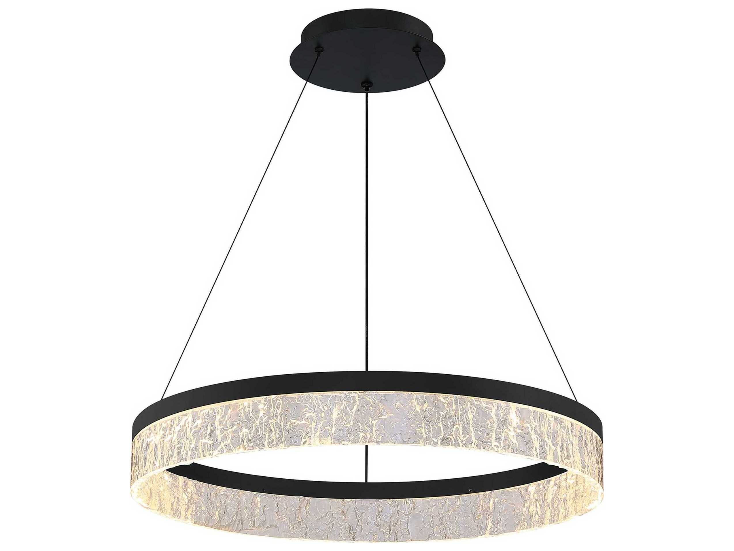 Kendal Arctic Ice 1-Light Black LED Round Pendant