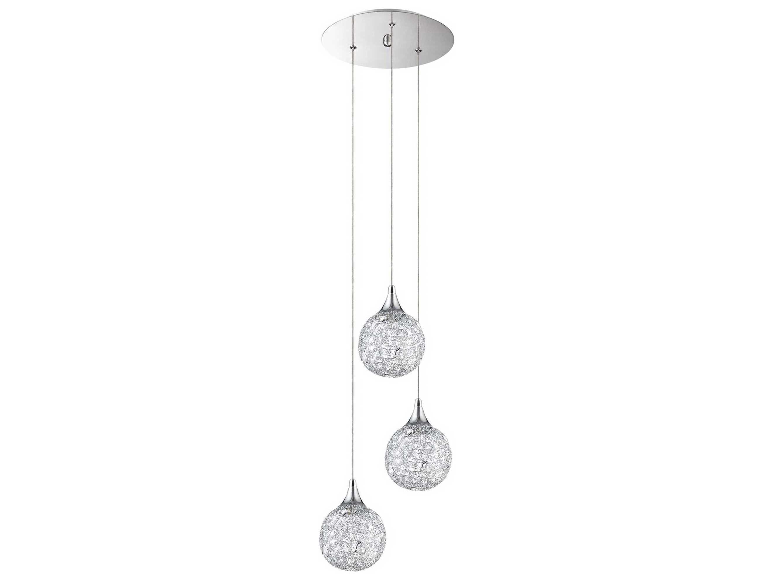 Kendal Solaro 3-Light Chrome Crystal Globe Pendant