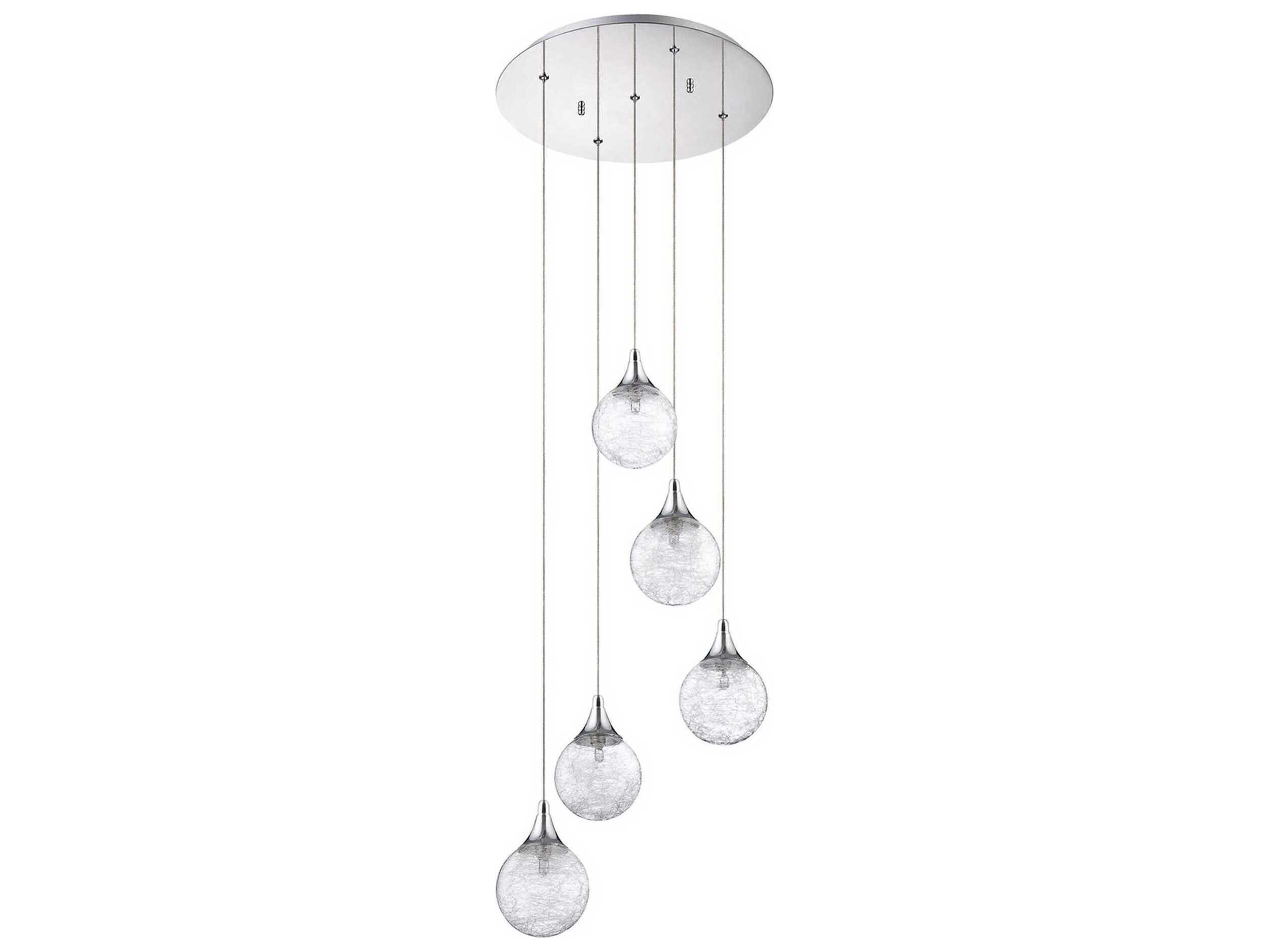 Kendal Fybra 5-Light Chrome Glass Globe Pendant