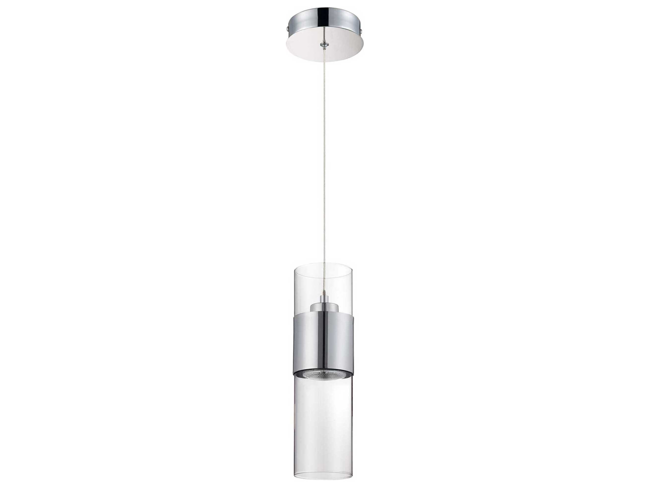 Kendal Lola 1-Light Chrome Glass LED Cylinder Mini Pendant