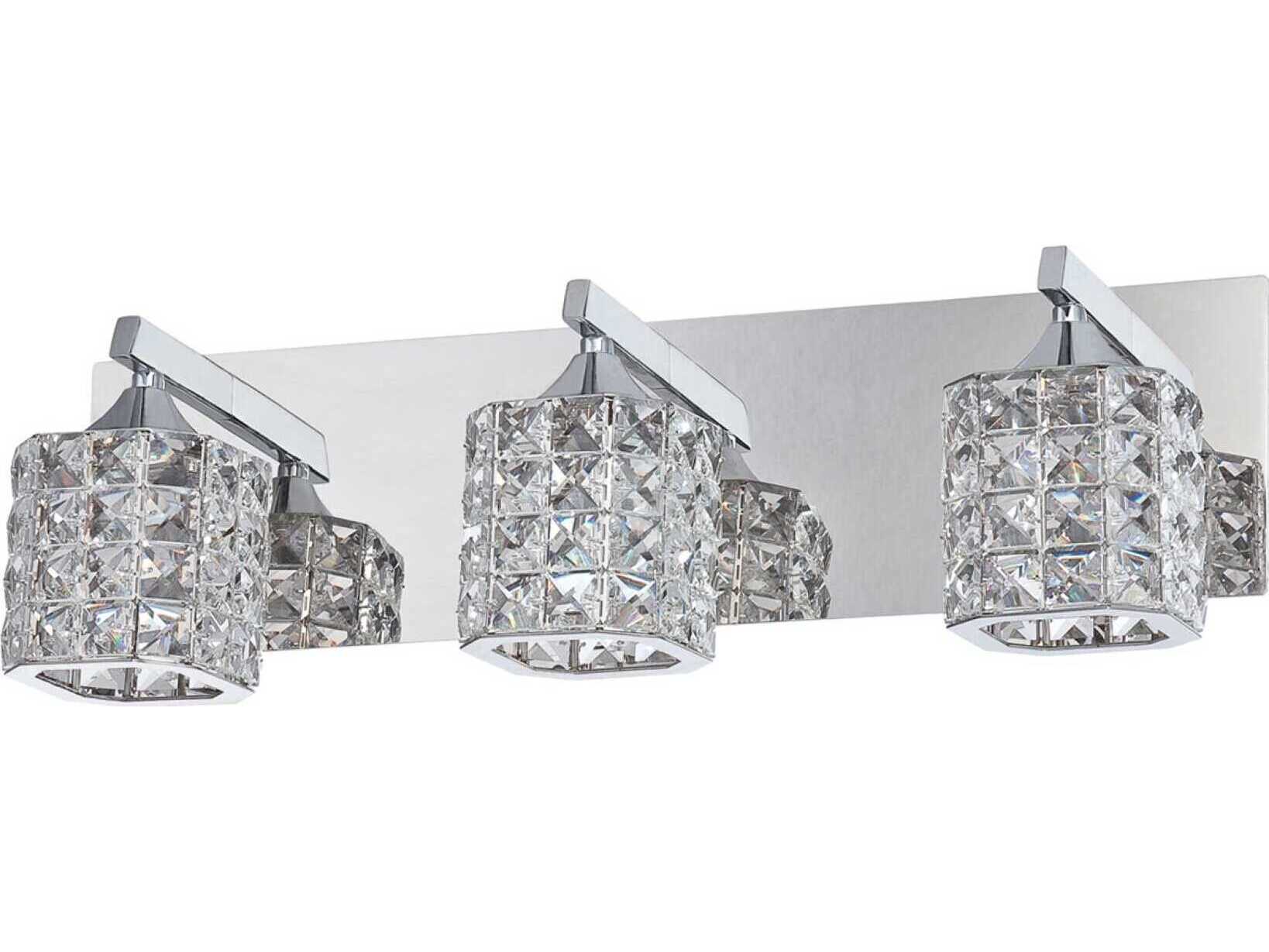 Kendal Shimera 3-Light Chrome Crystal Glass Vanity Light