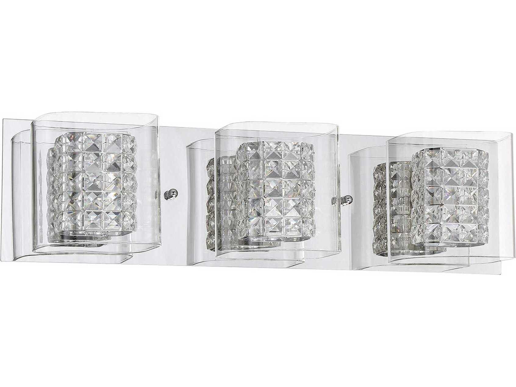 Kendal Crystorama 3-Light Chrome Crystal Glass Vanity Light