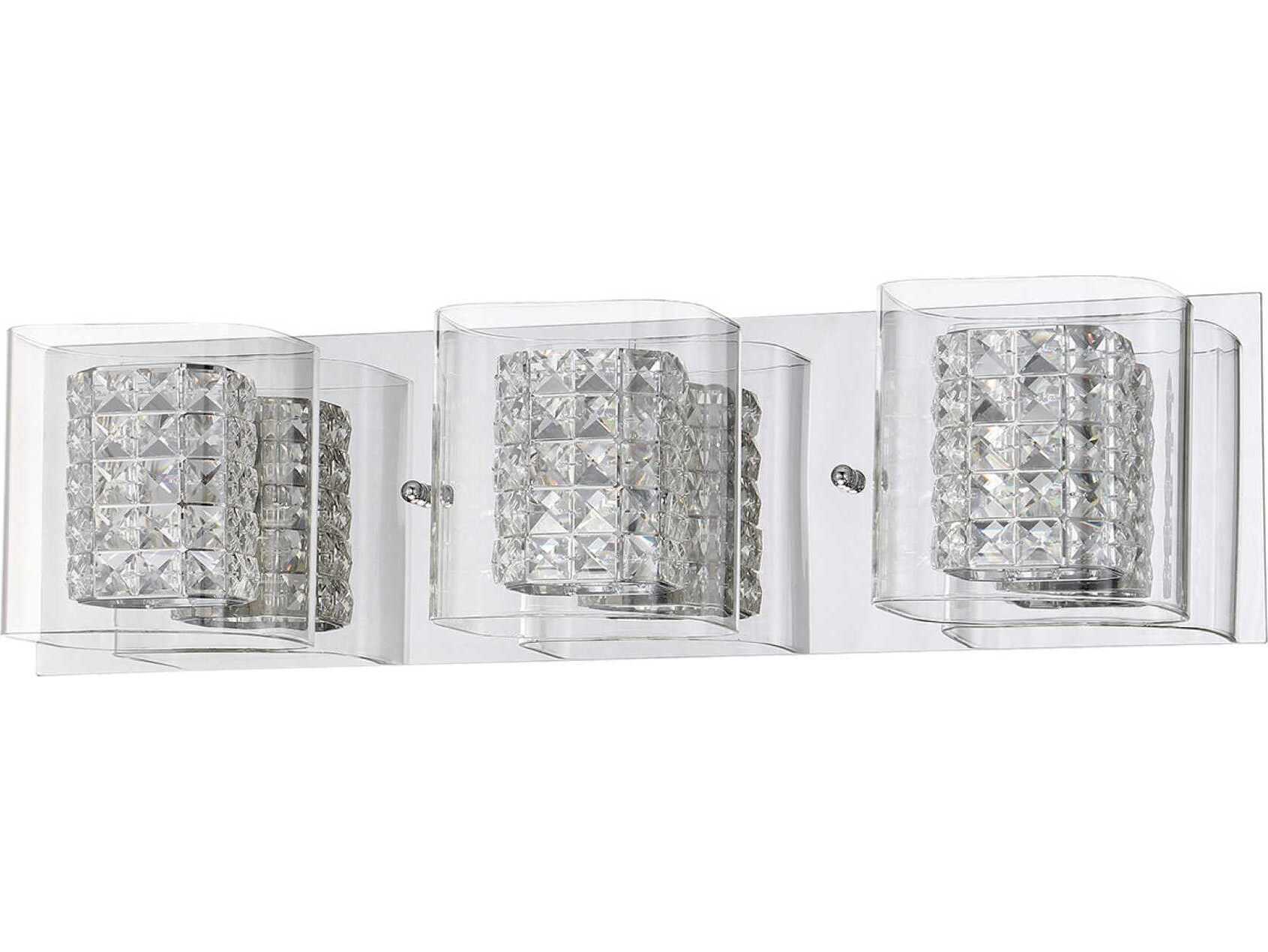 Kendal Crystorama 3-Light Chrome Crystal Glass Vanity Light