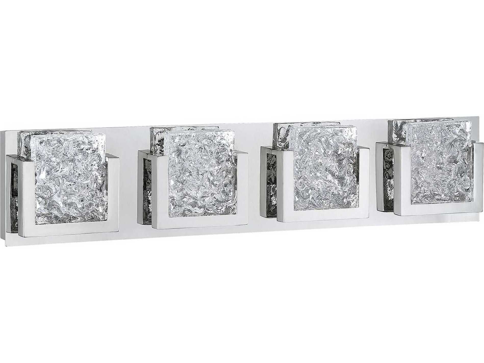 Kendal Ice-lava 4-Light Chrome Clear Glass LED Vanity Light