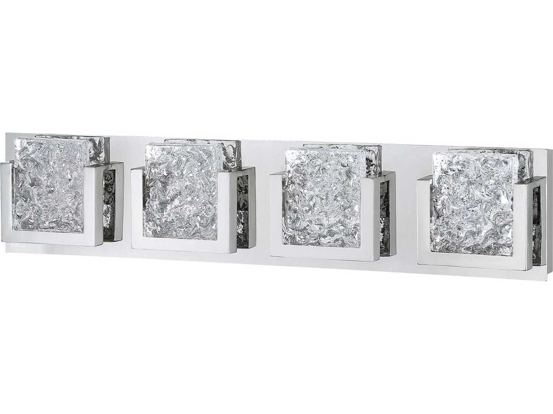 Kendal Ice-lava 4-Light Chrome Clear Glass LED Vanity Light
