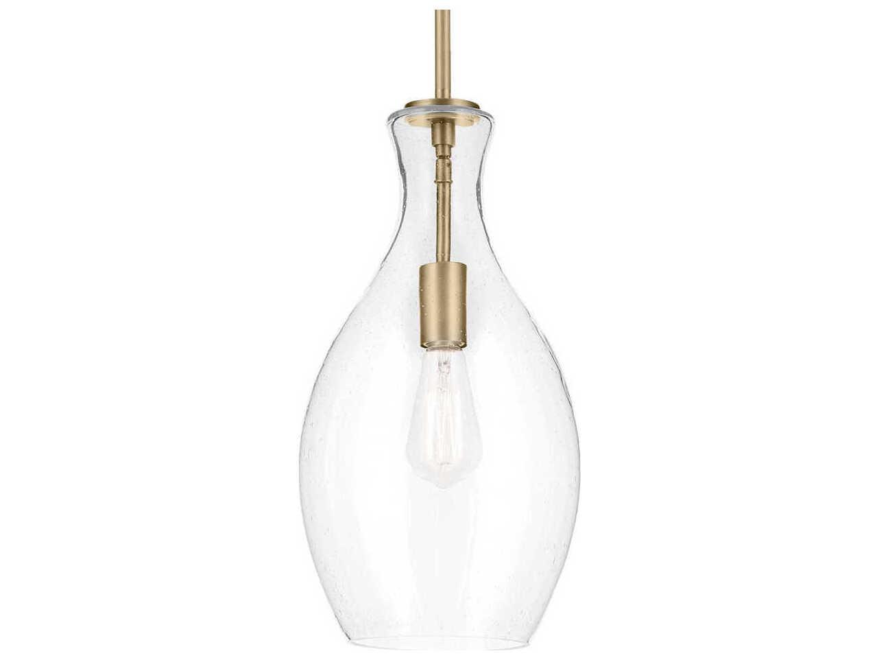 Kichler Everly 1-Light Natural Brass Bell Mini Pendant