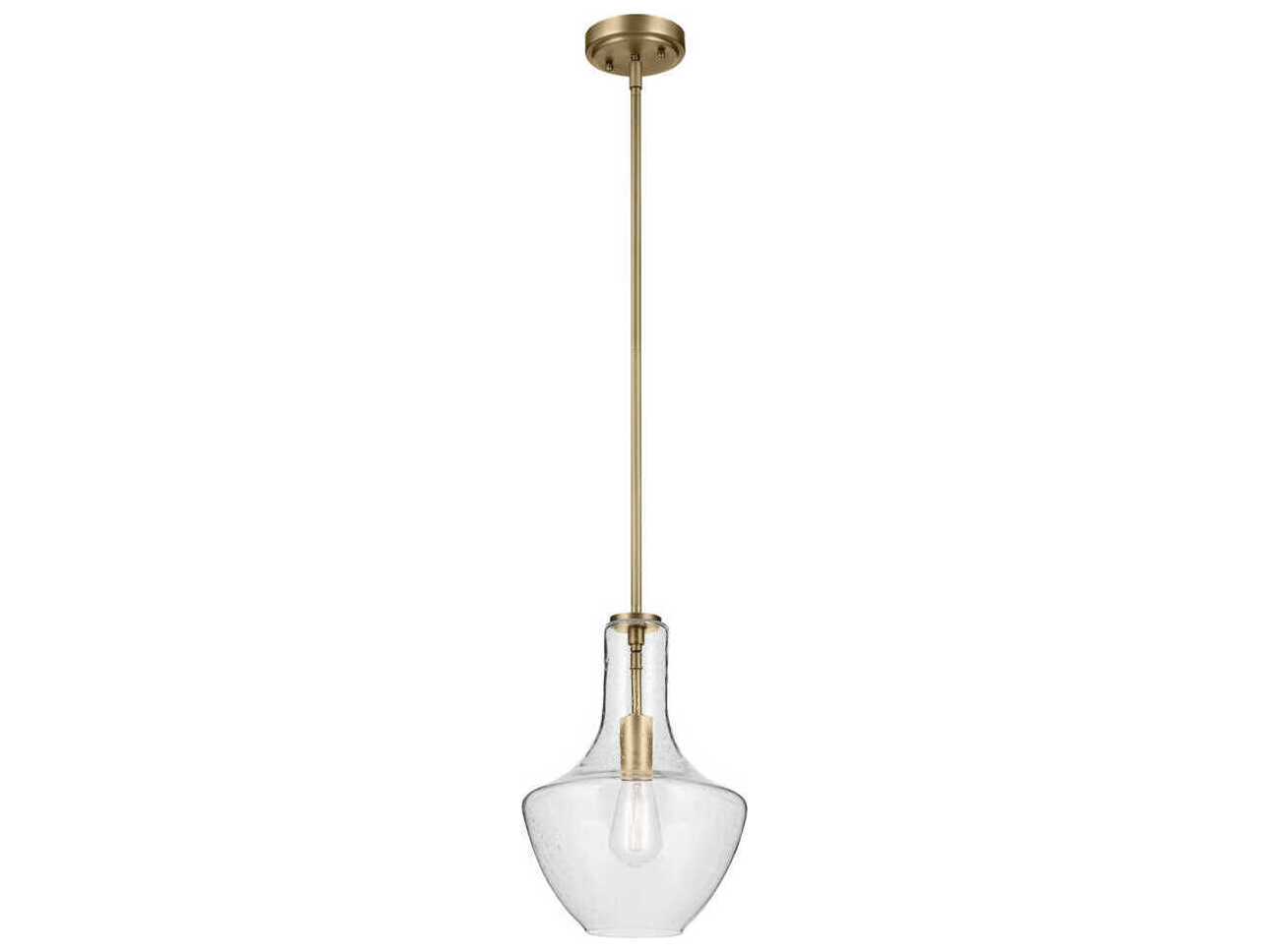 Kichler Everly 1-Light Natural Brass Bell Mini Pendant