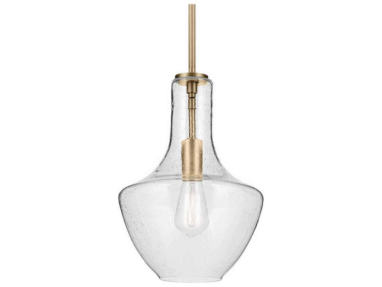 Kichler Everly 1-Light Natural Brass Bell Mini Pendant