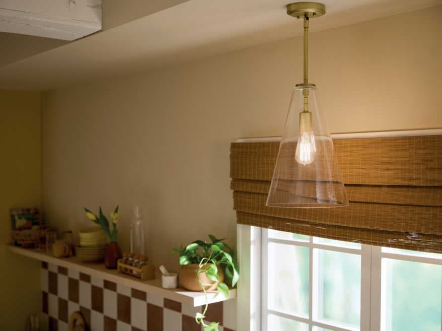 Kichler Everly 1-Light Natural Brass Mini Pendant