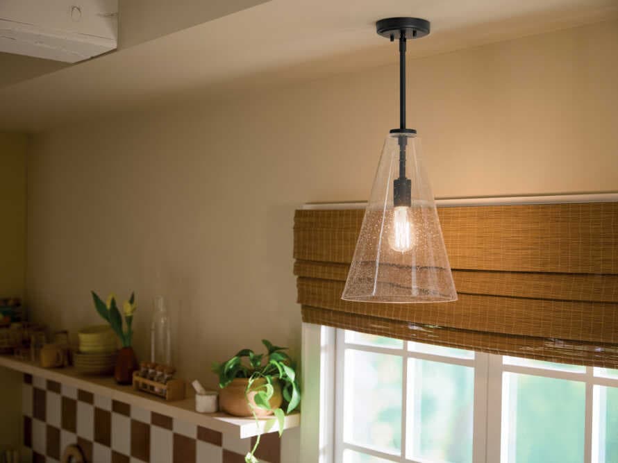 Kichler Everly 1-Light Black Bell Mini Pendant