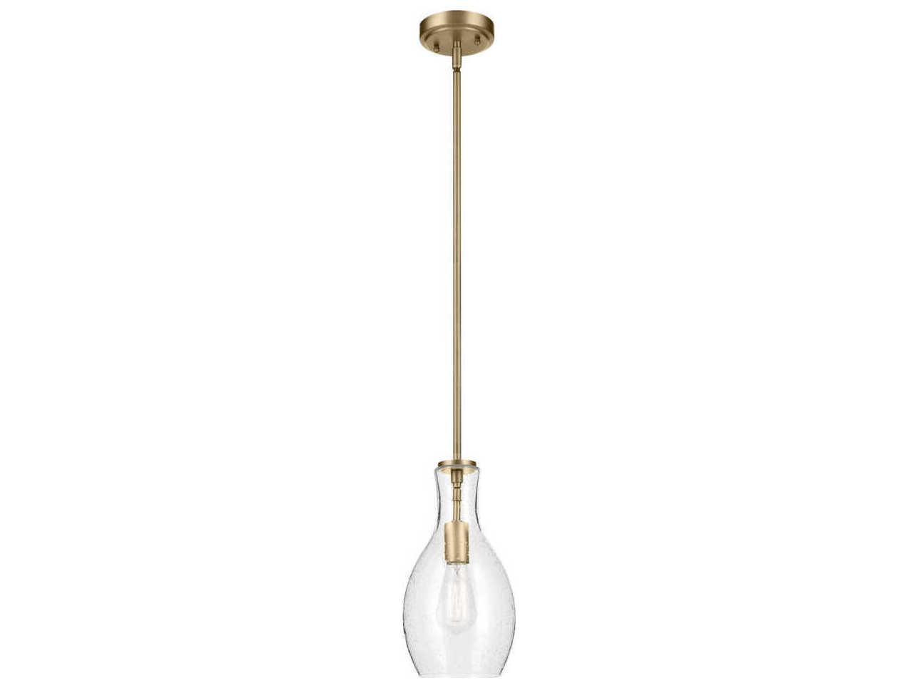 Kichler Everly 1-Light Natural Brass Bell Mini Pendant