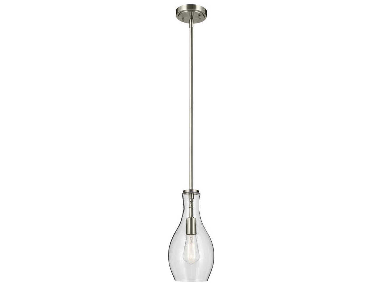 Kichler Everly 1-Light Brushed Nickel Bell Mini Pendant