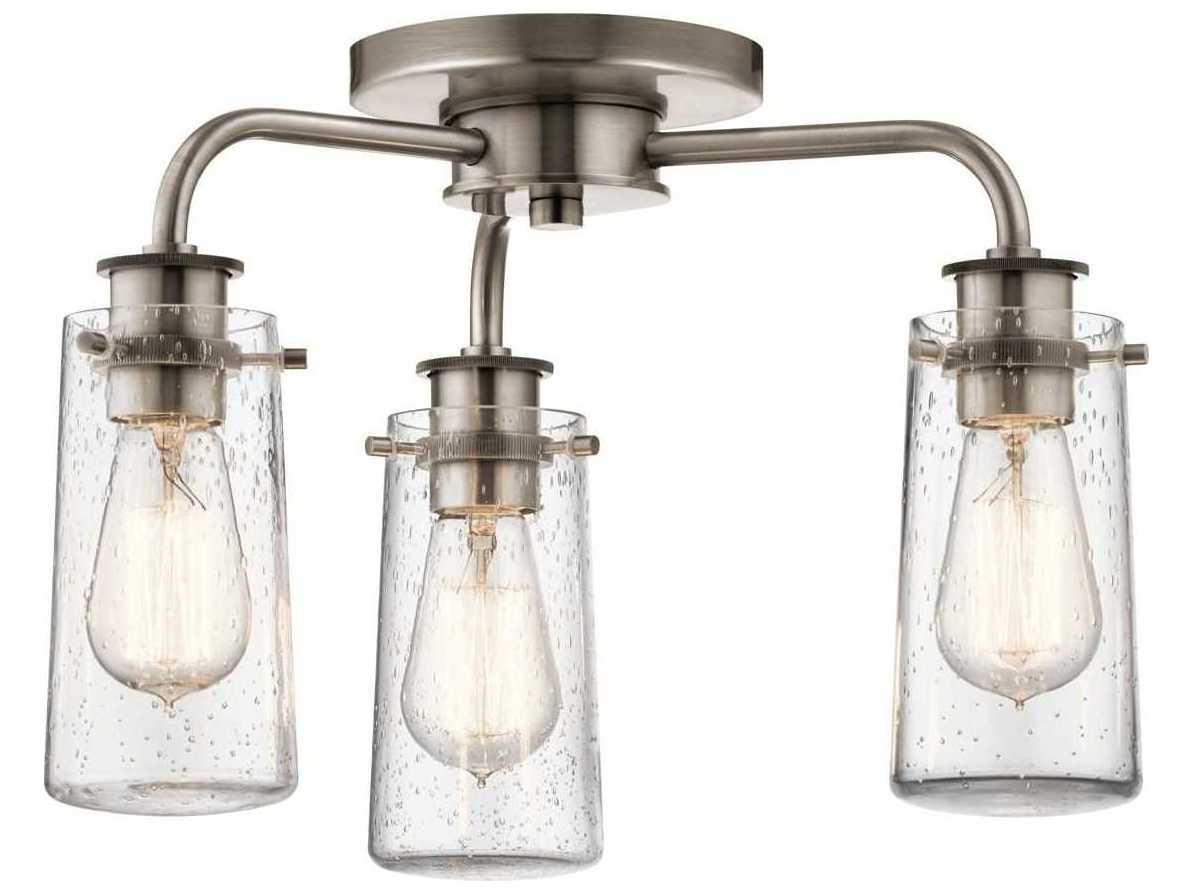 Kichler Braelyn 3-Light Classic Pewter Glass Cylinder Pendant