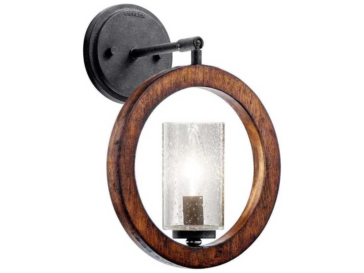 Kichler Grand Bank 1-Light Auburn Stained Brown Glass Cylinder Mini Pendant