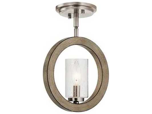 Kichler Grand Bank 1-Light Distressed Antique Gray Glass Cylinder Mini Pendant