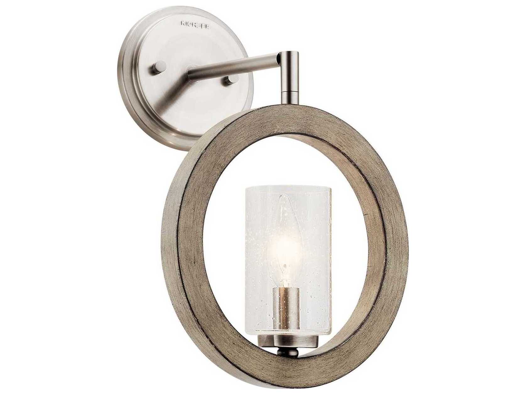 Kichler Grand Bank 1-Light Distressed Antique Gray Glass Cylinder Mini Pendant