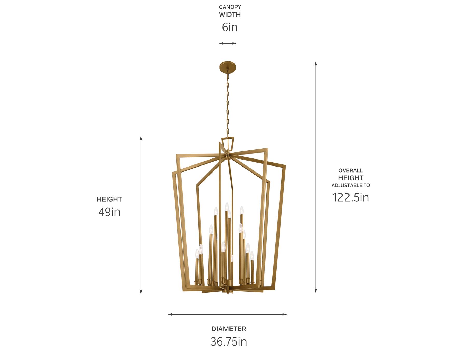 Kichler Abbotswell 16-Light Natural Brass Geometric Pendant