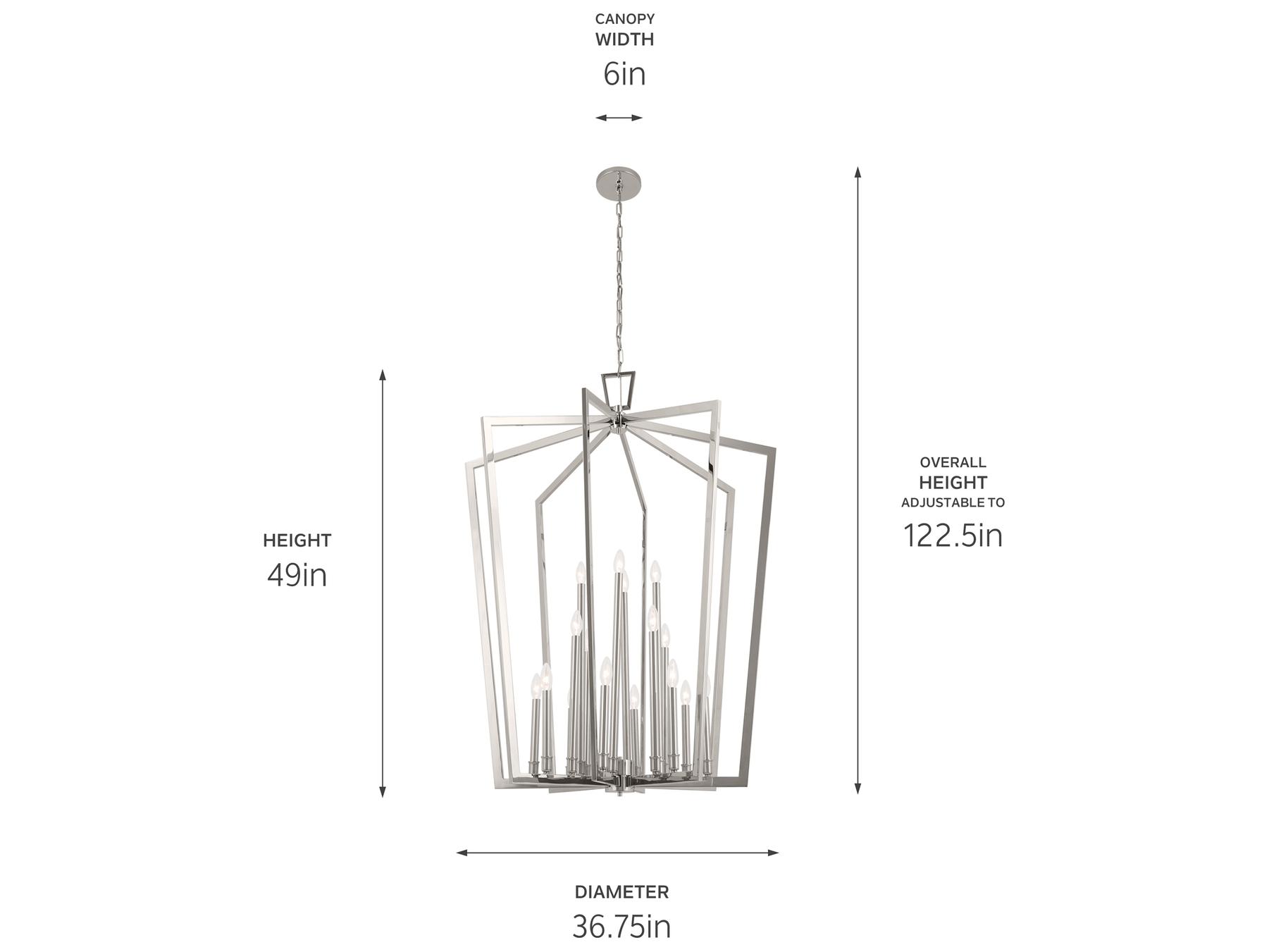 Kichler Abbotswell 16-Light Polished Nickel Geometric Linear Pendant