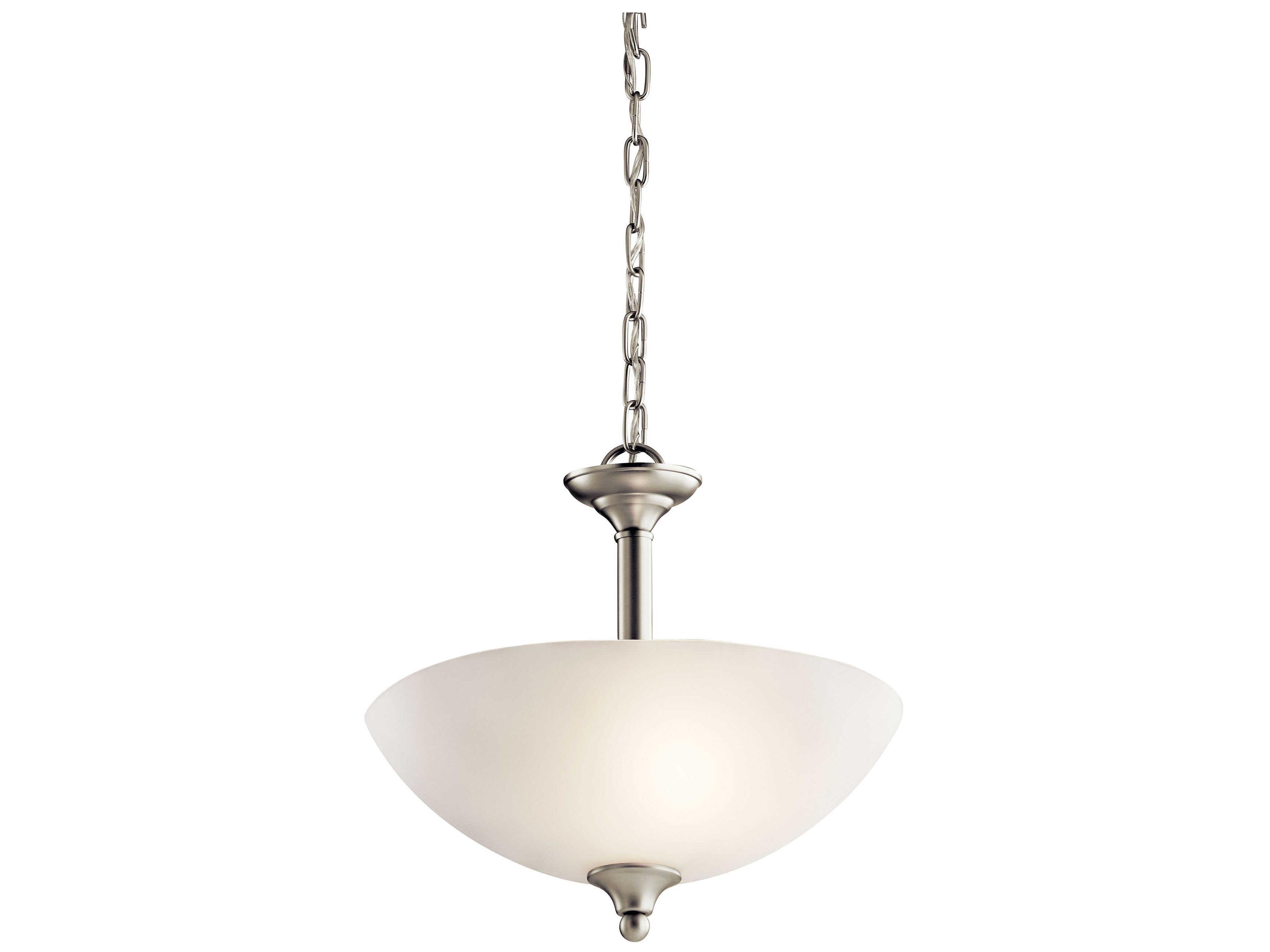 Kichler Jolie 2-Light Brushed Nickel Glass Bowl Round Pendant