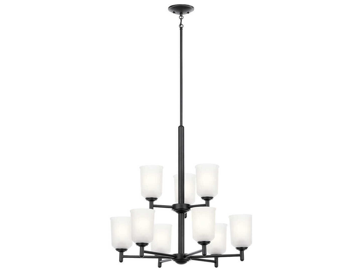 Kichler Shailene 9-Light Black Glass Bell Chandelier
