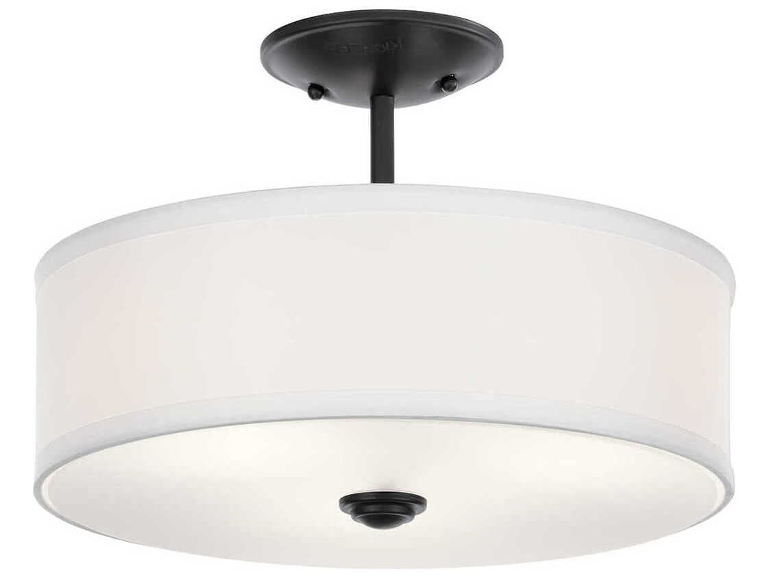 Kichler Shailene 3-Light Black Drum Semi Flush Mount