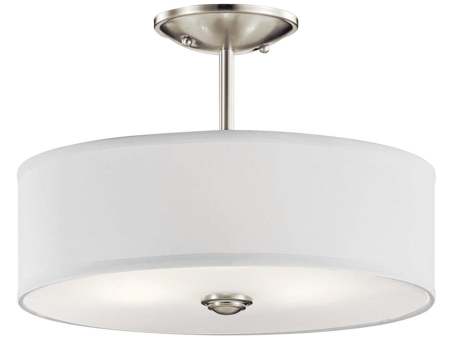 Kichler Shailene 3-Light Brushed Nickel Glass Drum Semi Flush Mount