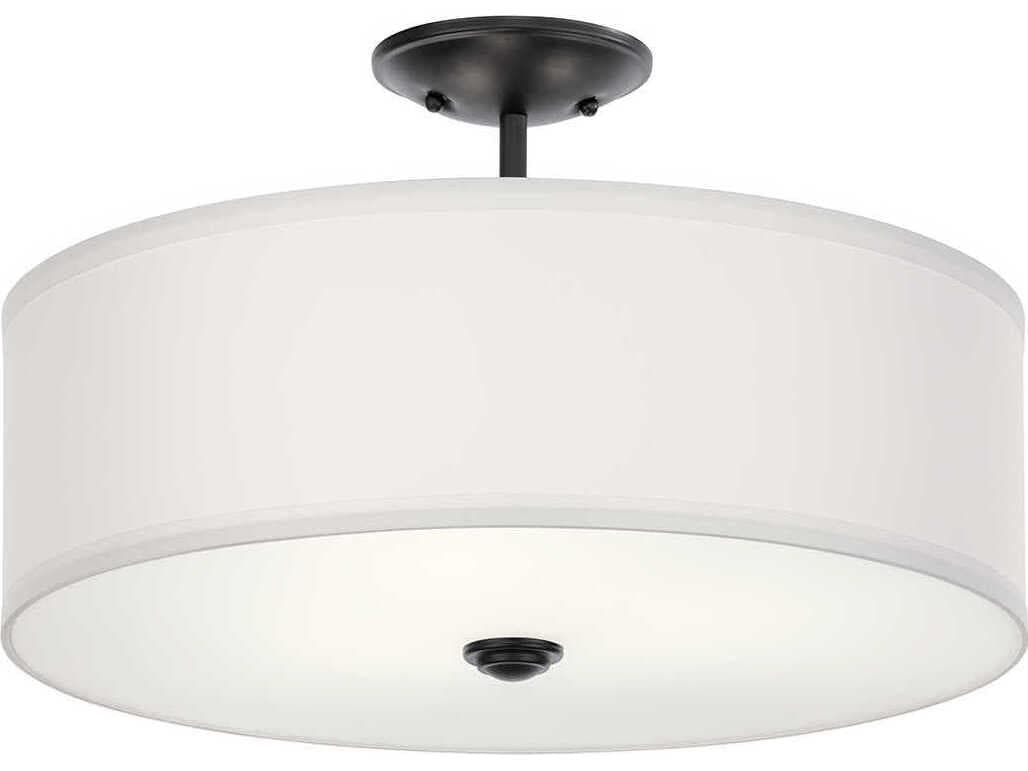 Kichler Shailene 3-Light Black Drum Semi Flush Mount