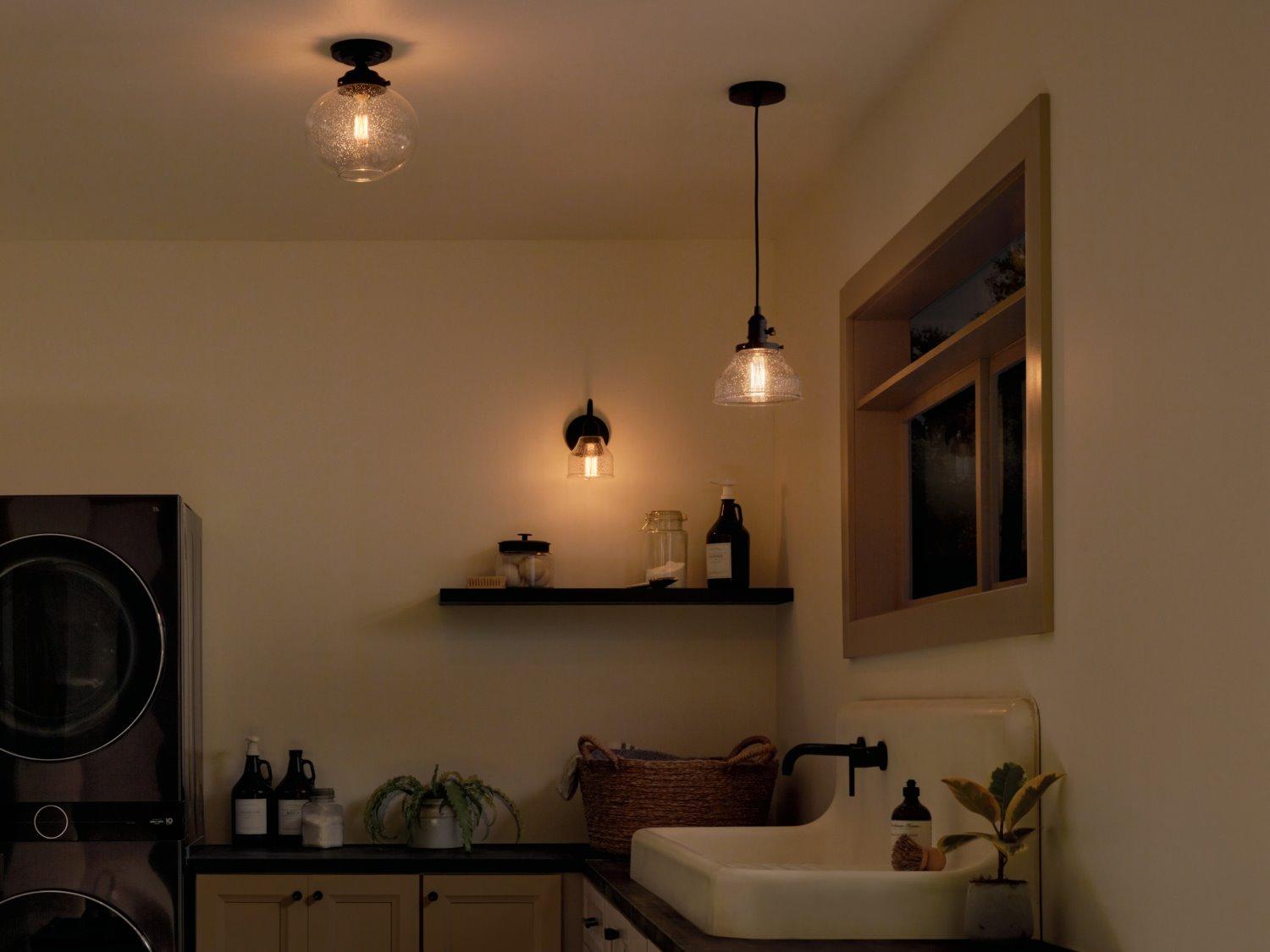 Kichler Avery 1-Light Black Dome Mini Pendant