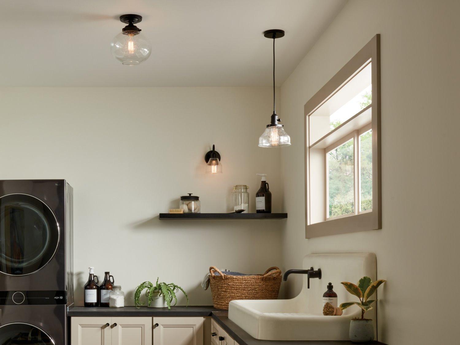 Kichler Avery 1-Light Black Dome Mini Pendant