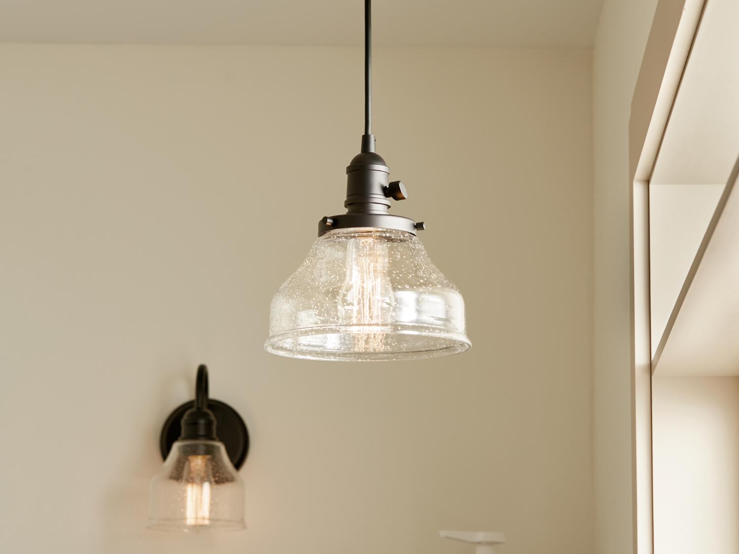 Kichler Avery 1-Light Black Dome Mini Pendant