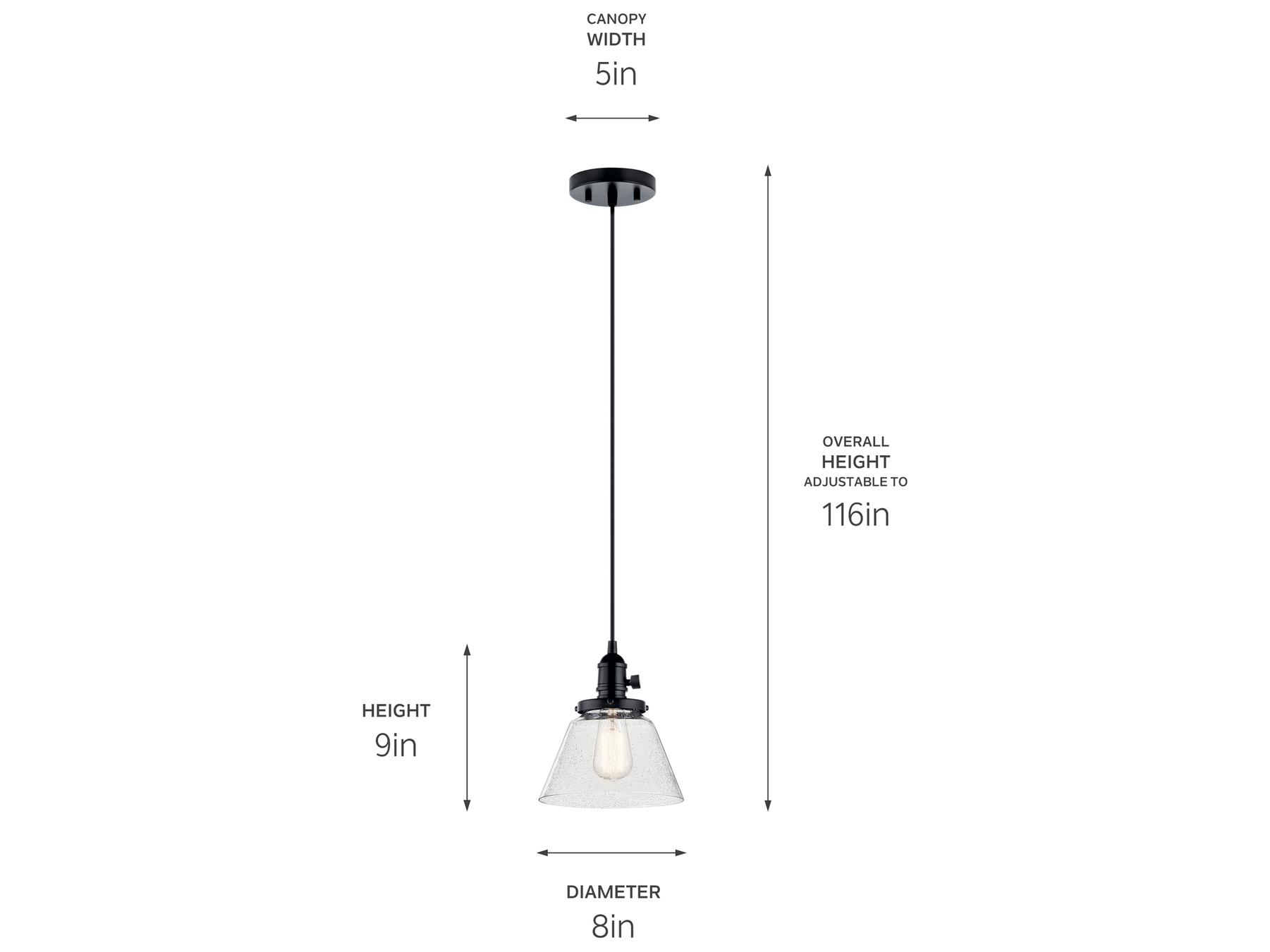 Kichler Avery 1-Light Black Mini Pendant