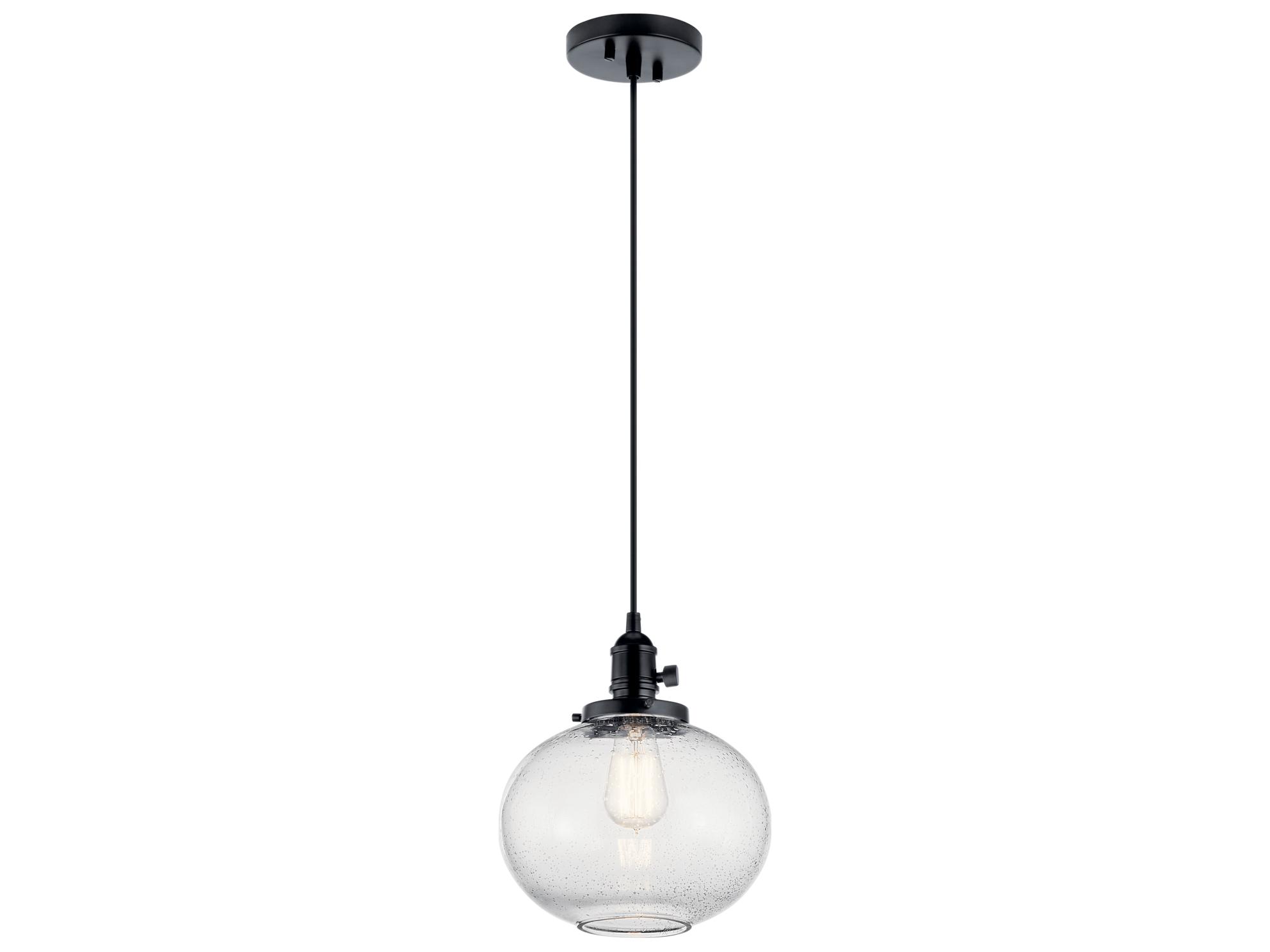 Kichler Avery 1-Light Black Globe Mini Pendant